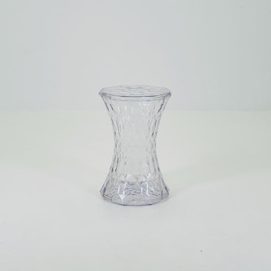 Kartell “Stone” Stool by Marcel Wanders | Red PMMA Hourglass Stool | Italian MCM Design | Sculptural Side Table