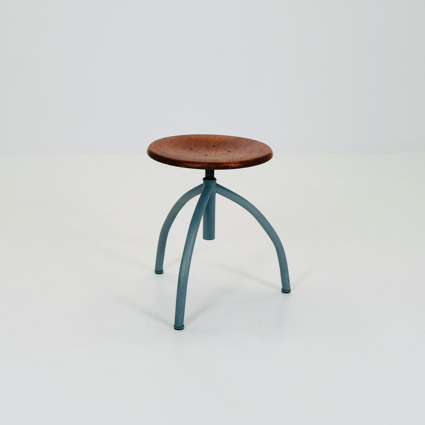 Mid Century Vintage Industrial Adjustable Tripod Stool 1950s | Iron & Wood | Czech Industrial Design | Workshop Stool