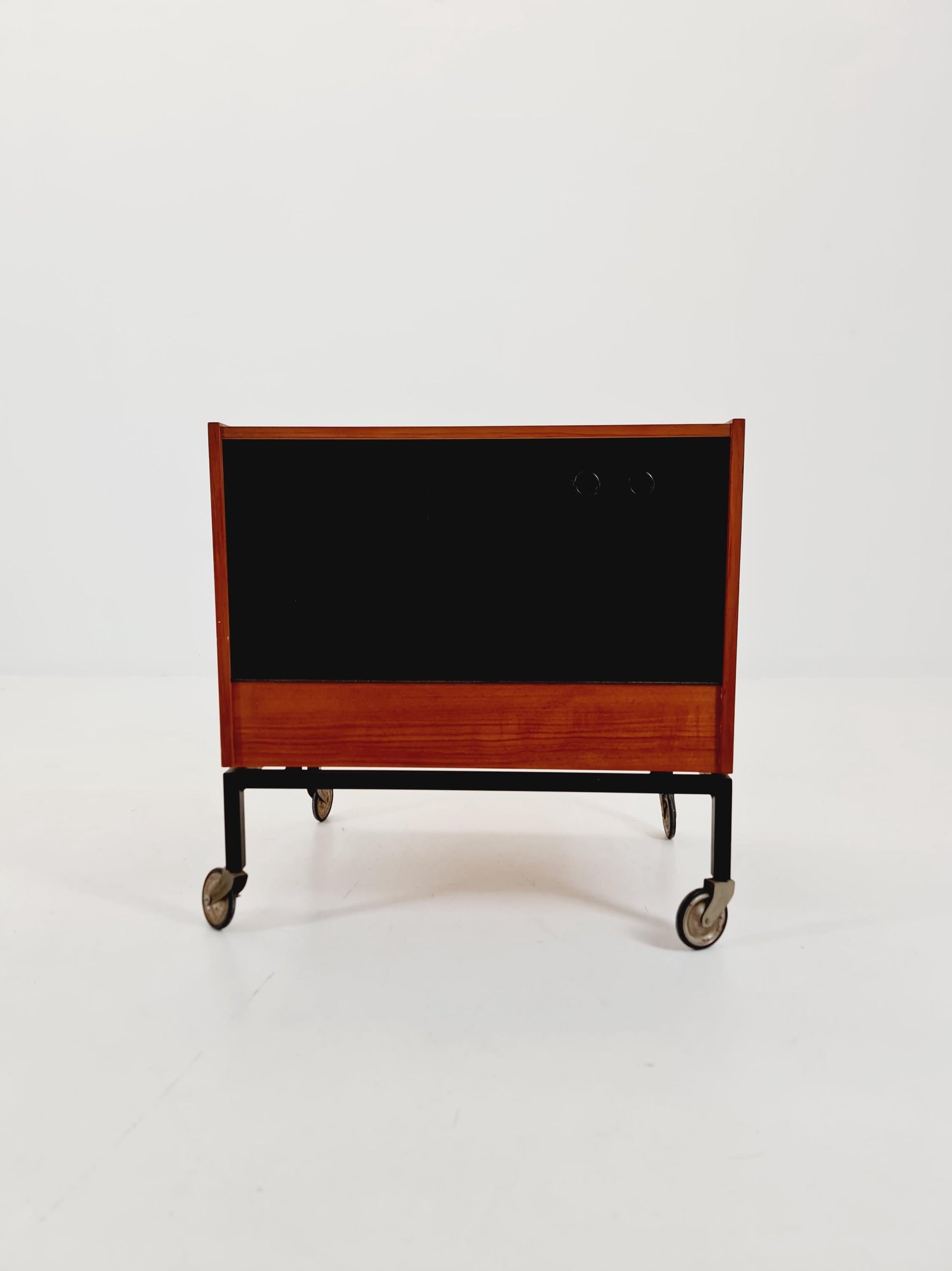 Super rare German mid century bar cart trolley in teak & Metal, By Else 1960s