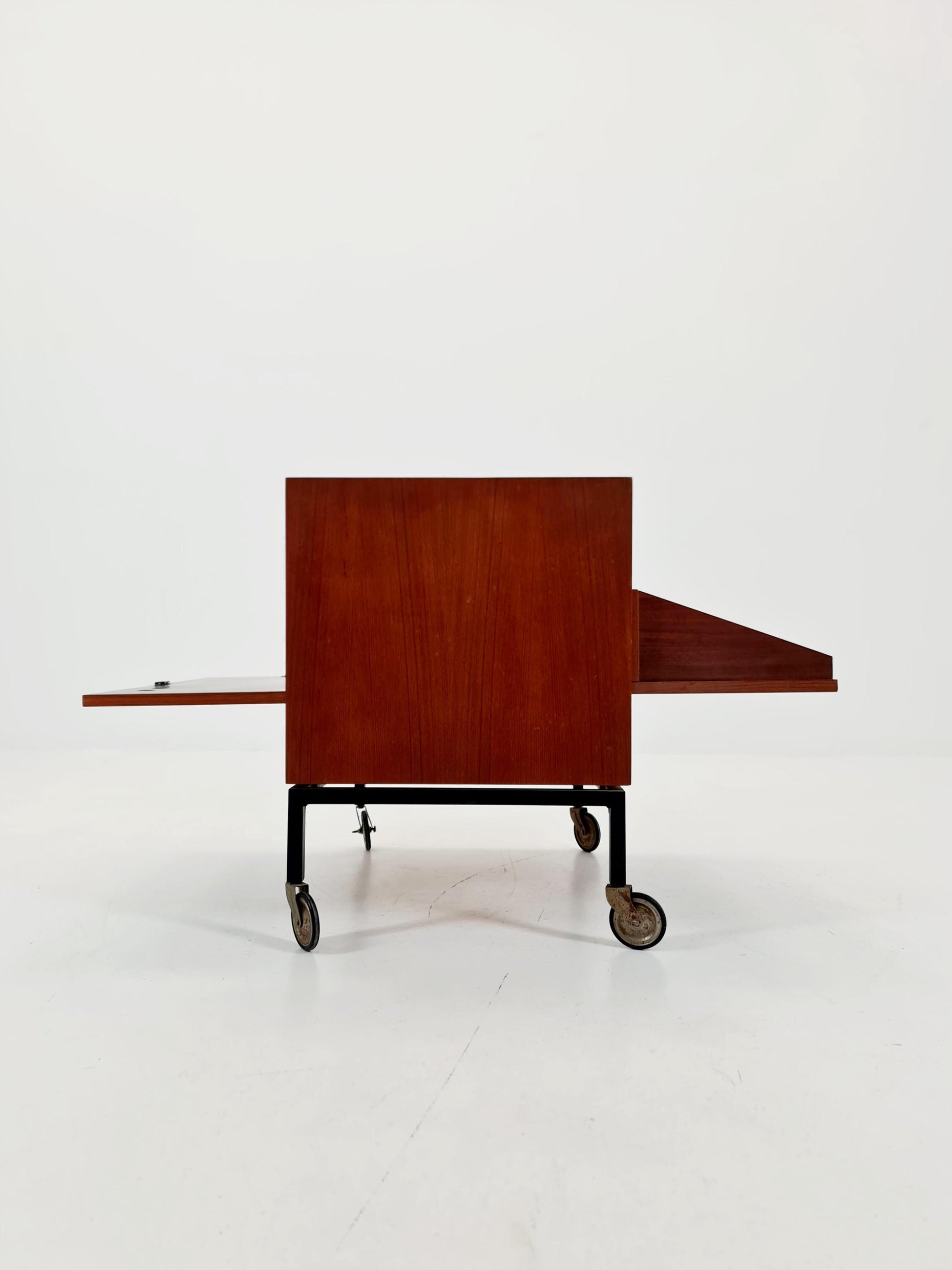 Super rare German mid century bar cart trolley in teak & Metal, By Else 1960s