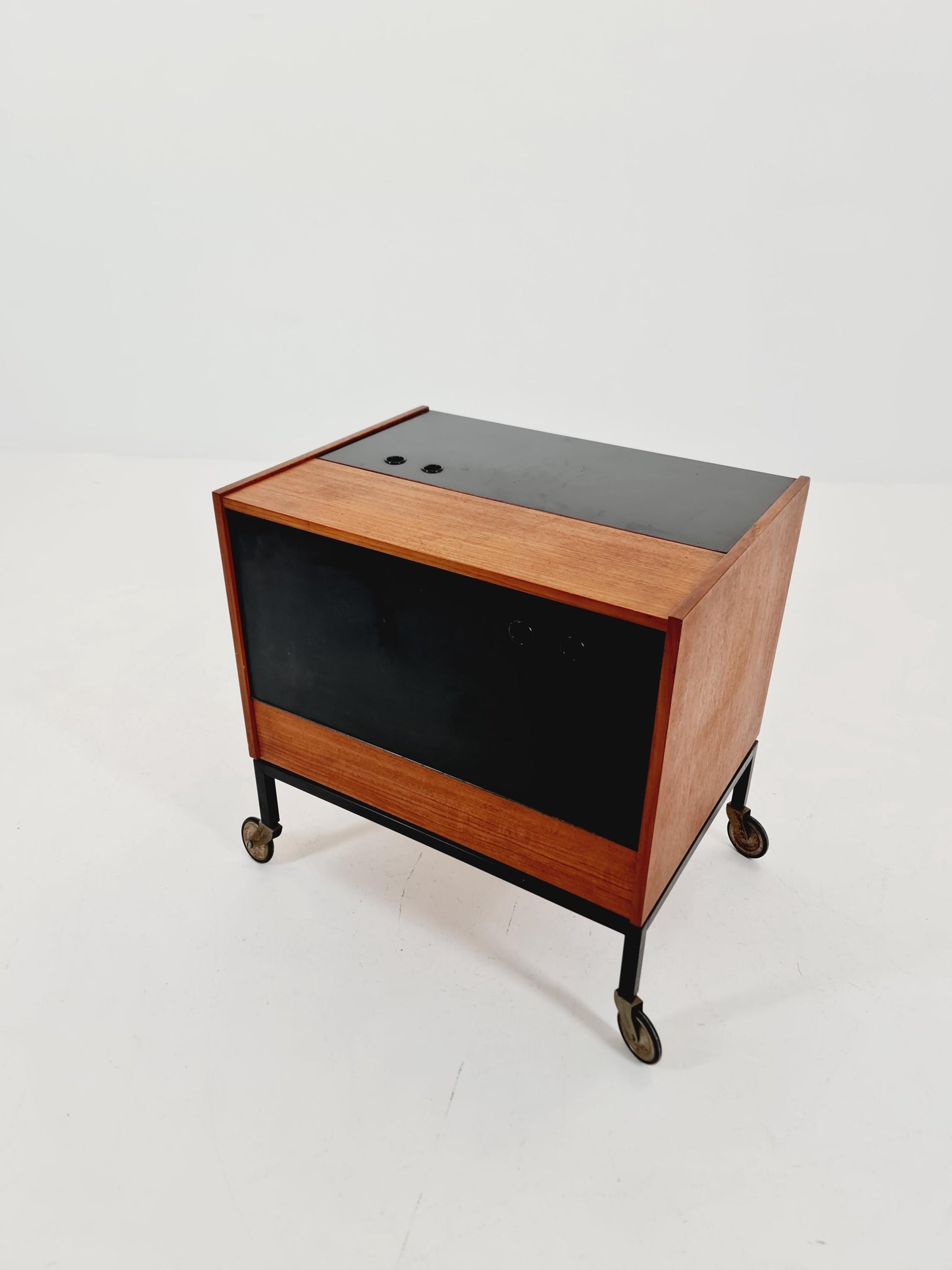 Super rare German mid century bar cart trolley in teak & Metal, By Else 1960s