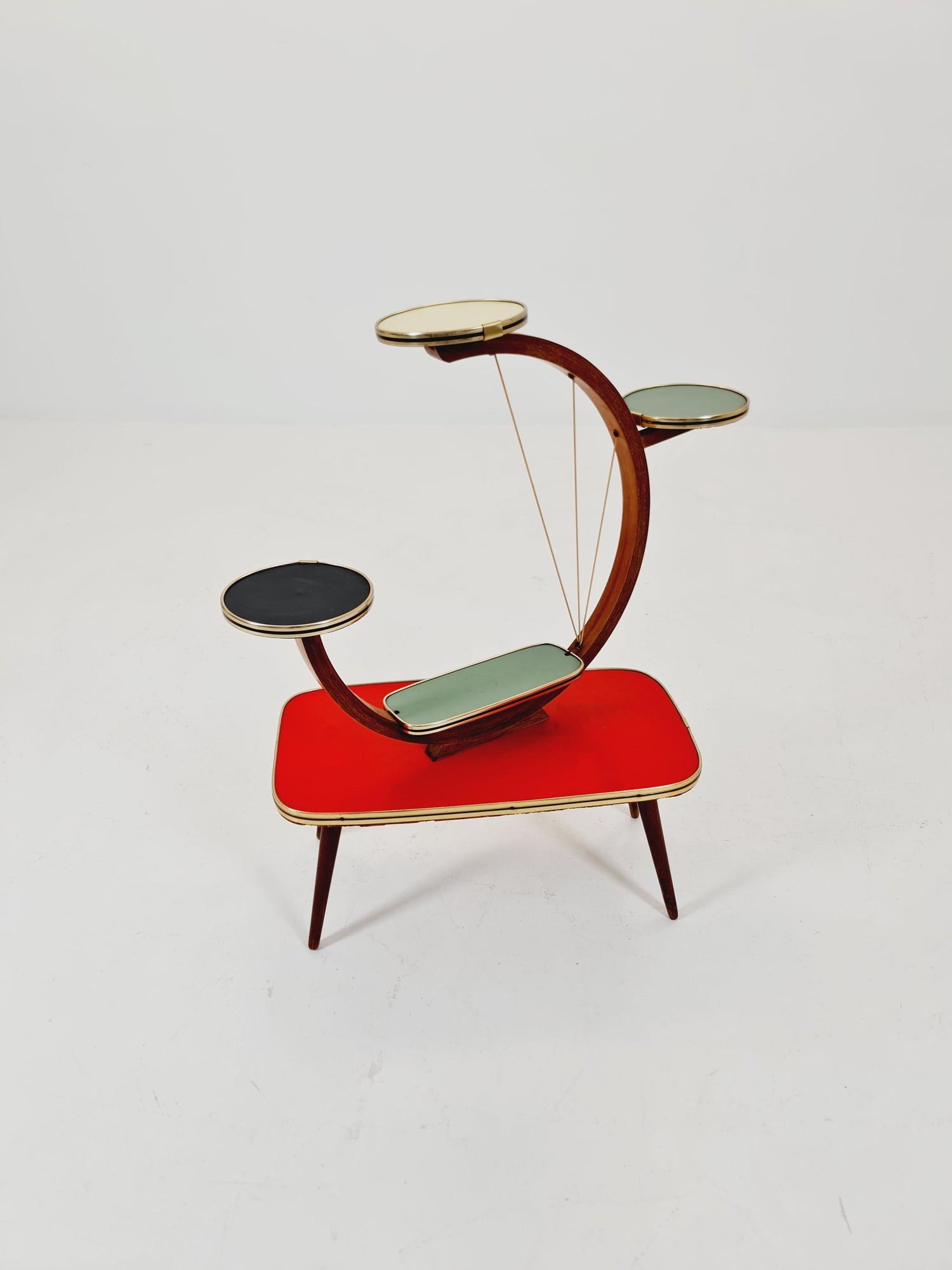 Big 1950s German Plant Stand, Colorful Vintage Mid-Century Minimalist Indoor Plant Stand Side Table Retro flower table