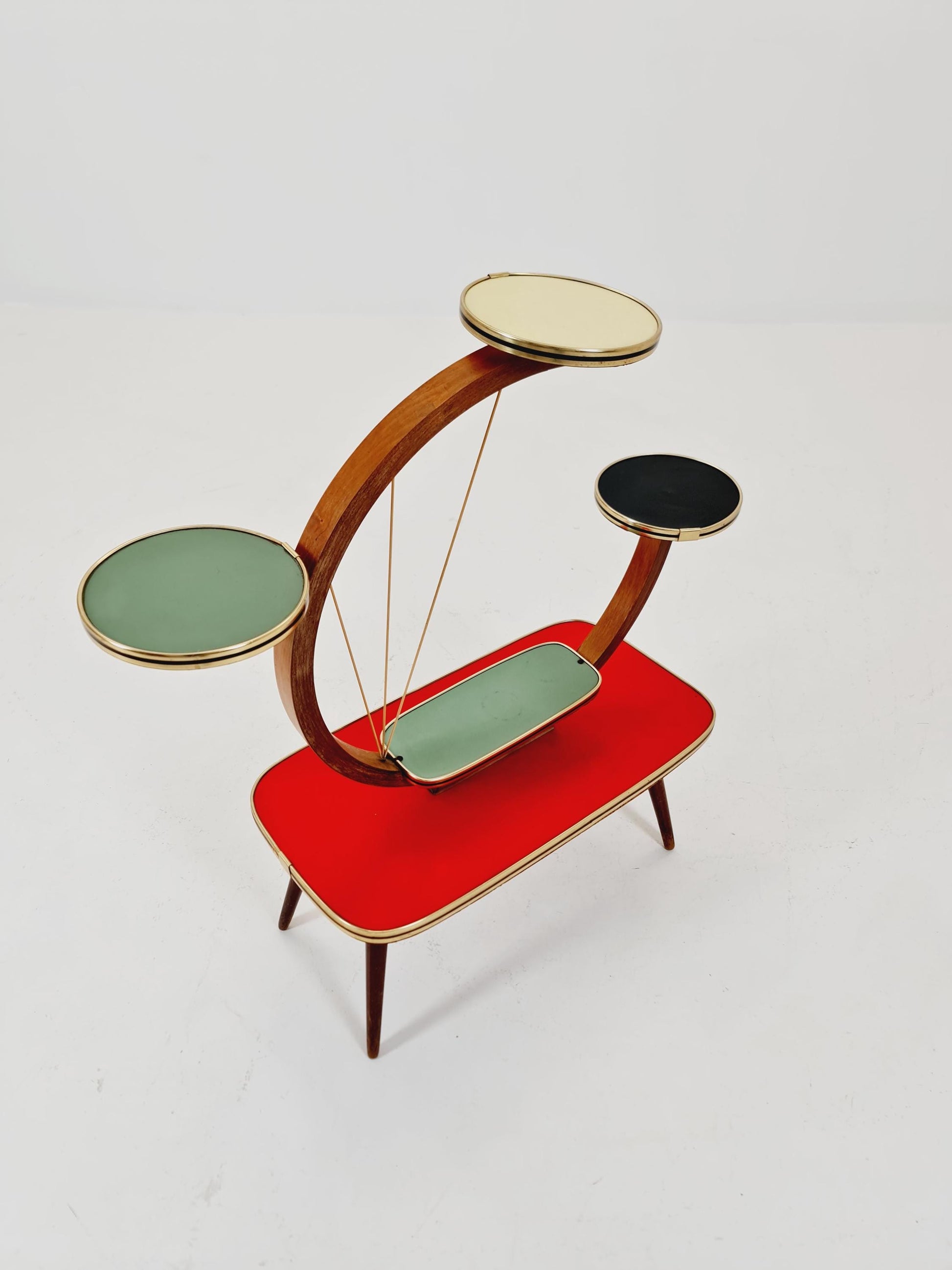 Big 1950s German Plant Stand, Colorful Vintage Mid-Century Minimalist Indoor Plant Stand Side Table Retro flower table