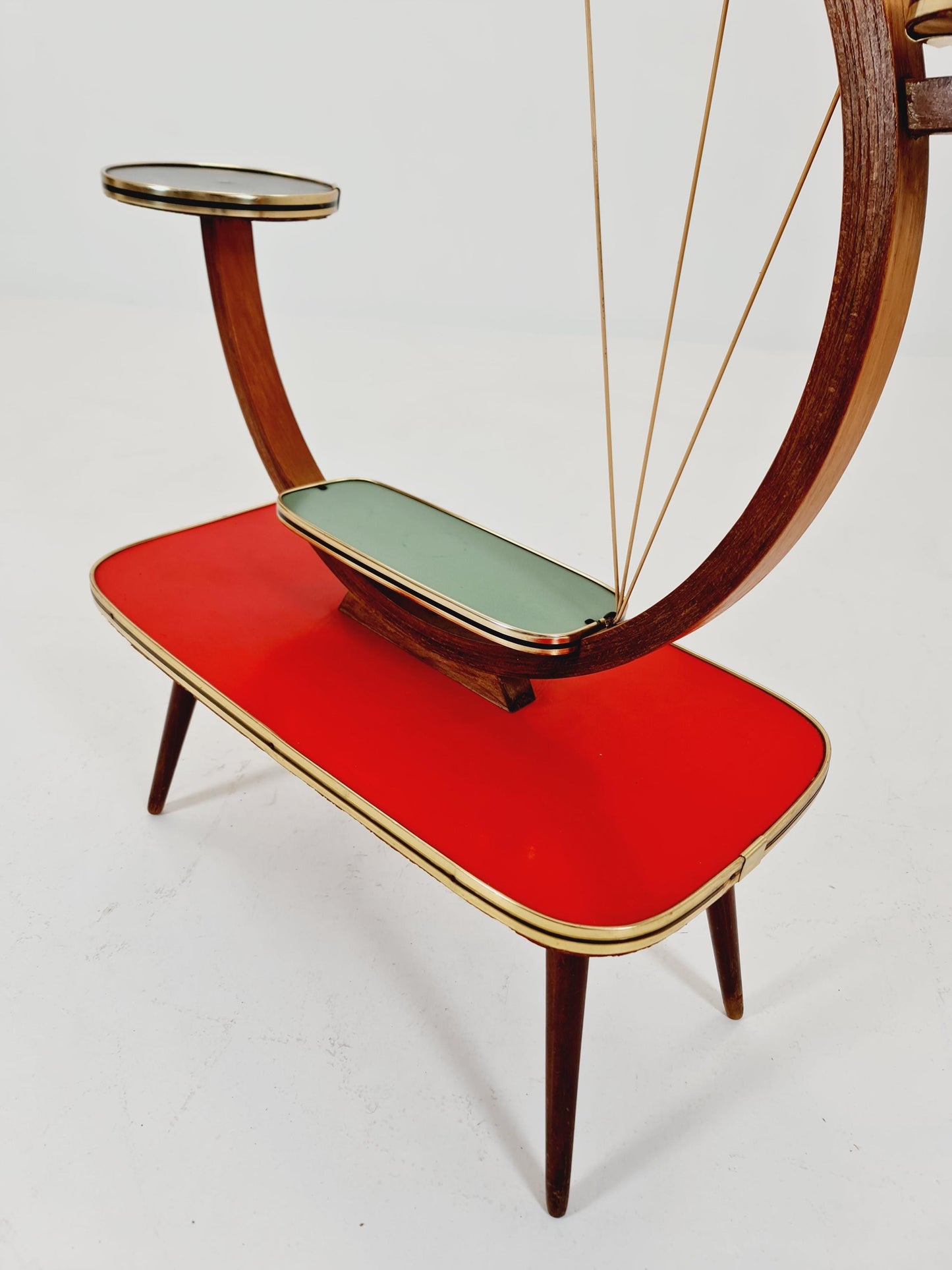 Big 1950s German Plant Stand, Colorful Vintage Mid-Century Minimalist Indoor Plant Stand Side Table Retro flower table
