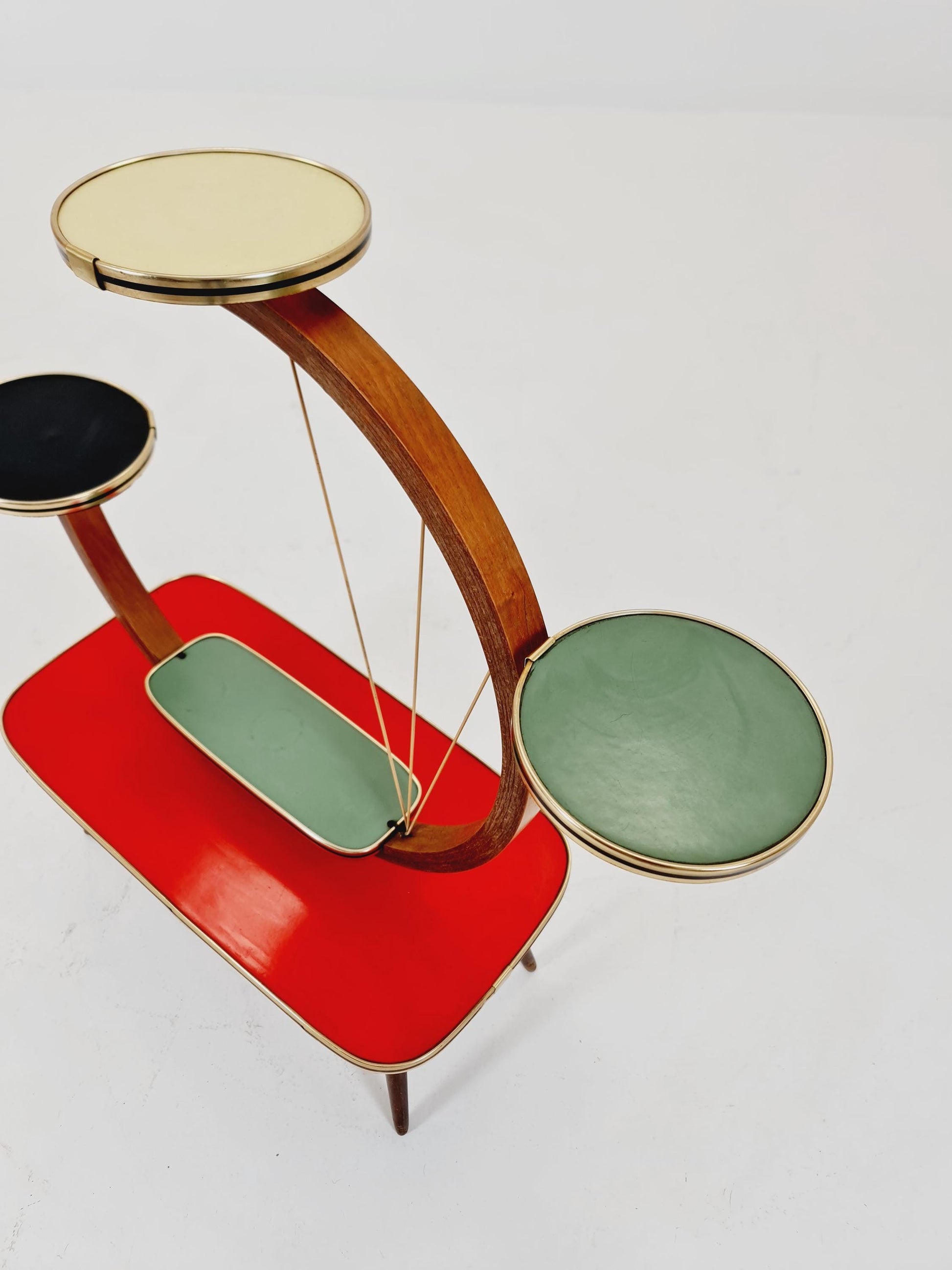 Big 1950s German Plant Stand, Colorful Vintage Mid-Century Minimalist Indoor Plant Stand Side Table Retro flower table