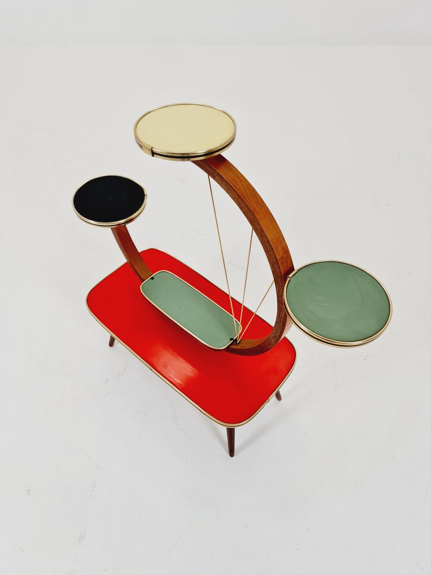 Big 1950s German Plant Stand, Colorful Vintage Mid-Century Minimalist Indoor Plant Stand Side Table Retro flower table