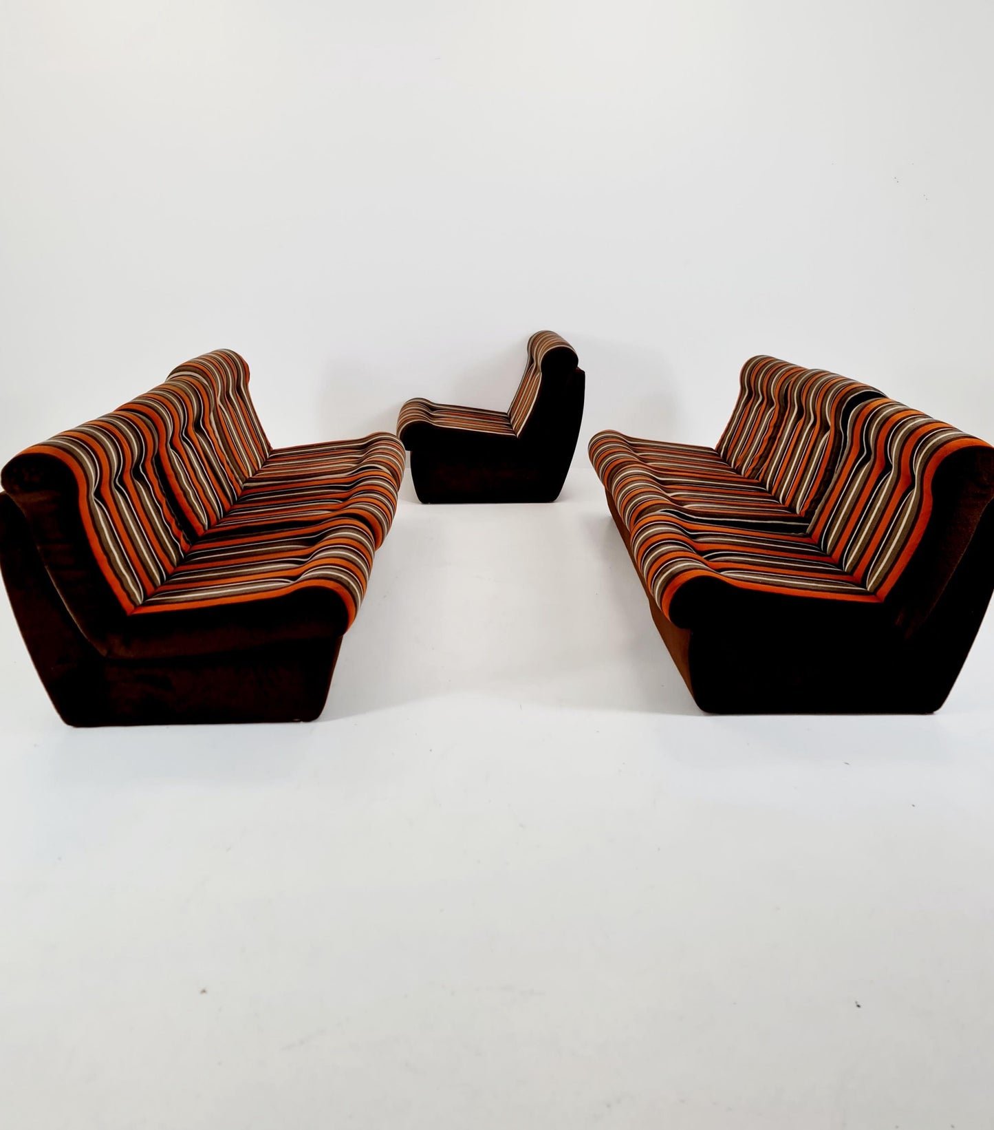German mid century brown modular sofa/couch, 1970s, set of 8