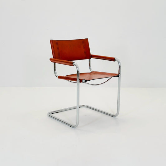 1 of 8 Mid century Bauhaus Leather armchair by Mart Stam & Marcel Breuer for Fasem, Italy 1985