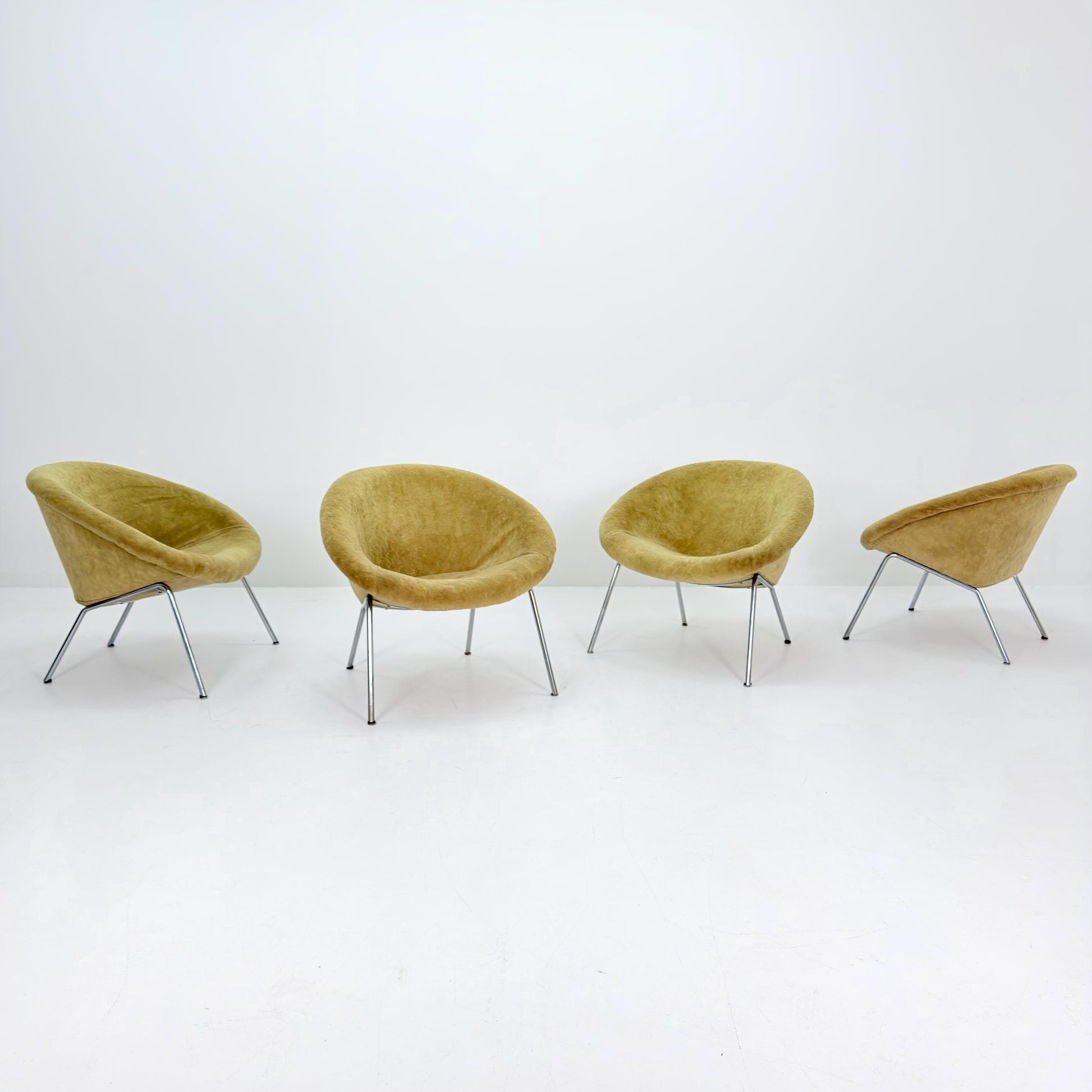 Set of 4 Walter Knoll 369 Lounge Chairs – Mid-Century Modern, Beige Mohair Wool, Germany 1970s