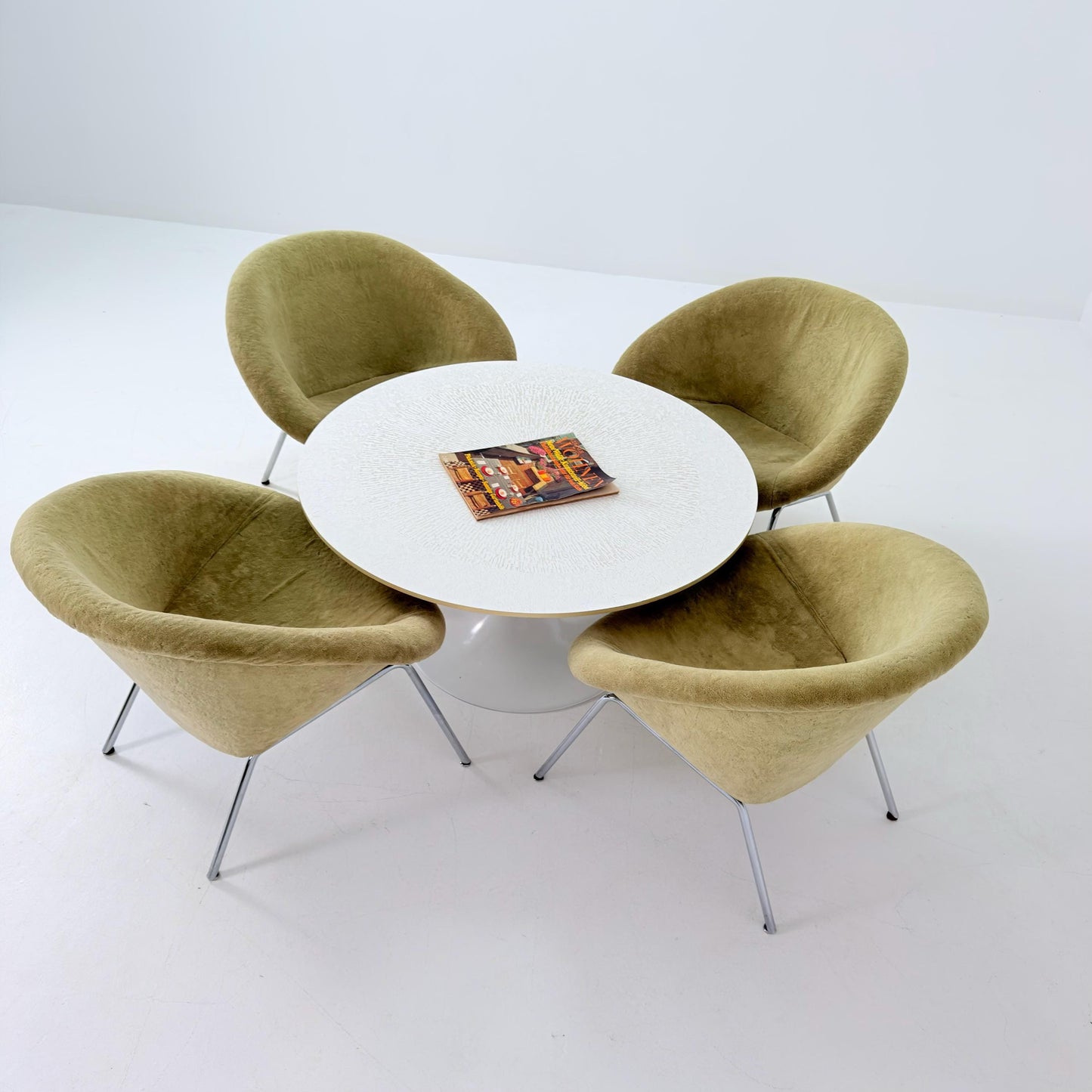 Set of 4 Walter Knoll 369 Lounge Chairs – Mid-Century Modern, Beige Mohair Wool, Germany 1970s