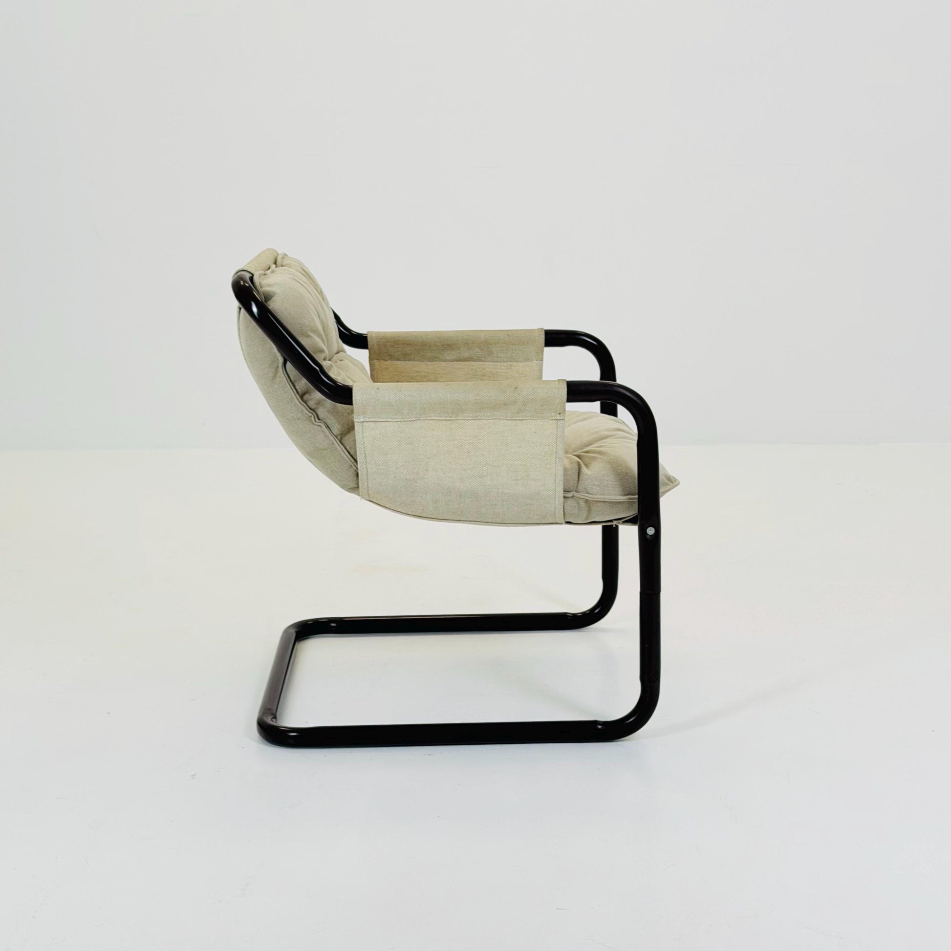 Mid century century Bauhaus tubular canvas armchair for Tomas Jelinek by IKEA 1980s