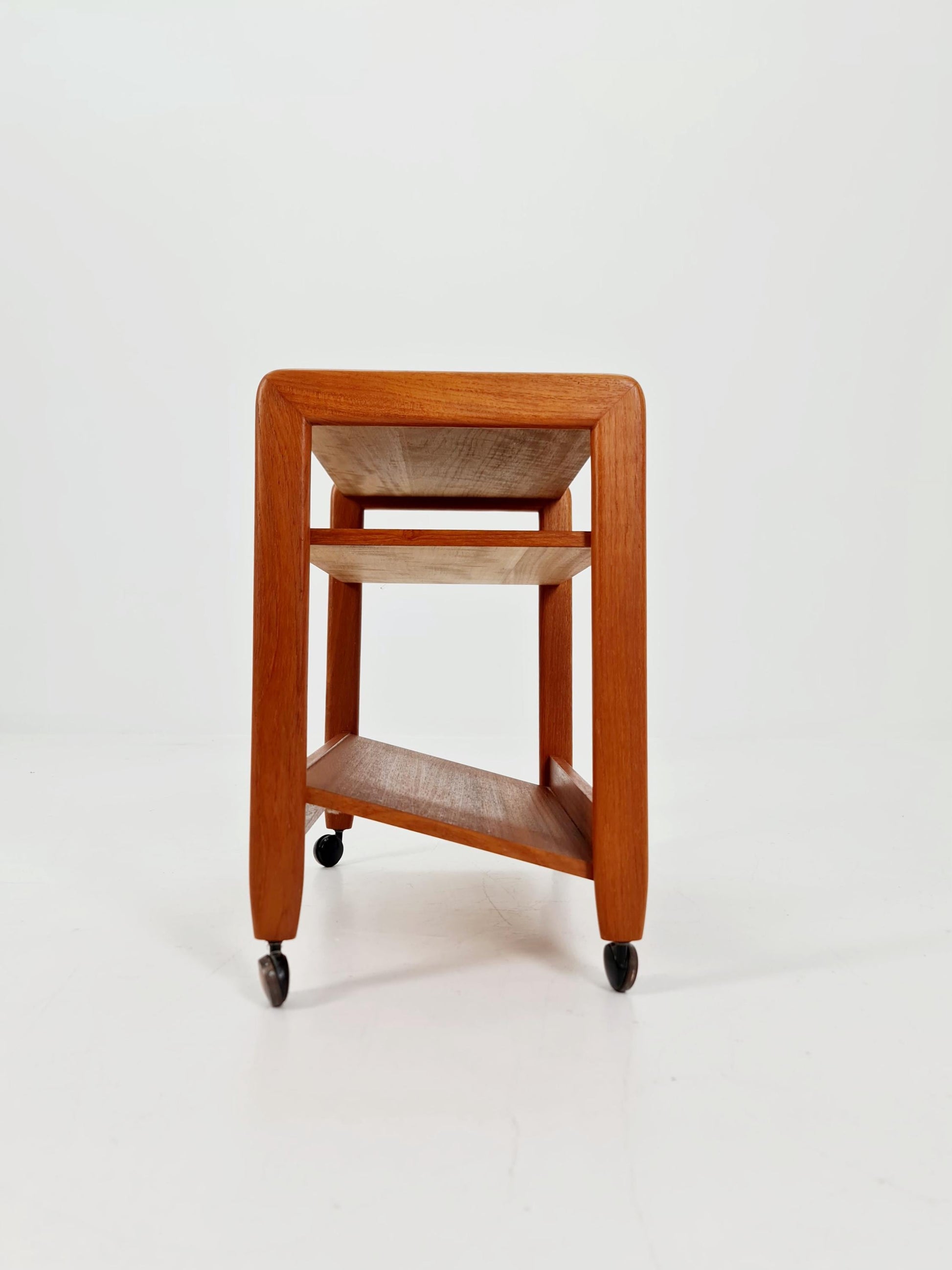 Midcentury Vintage Teak Danish Side table/ Trolly with News Paper shelf 1960s