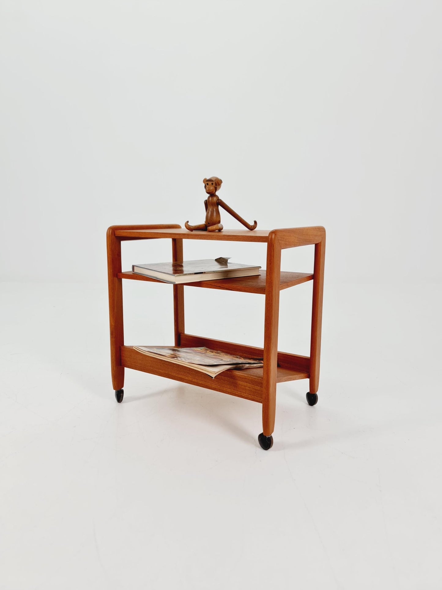 Midcentury Vintage Teak Danish Side table/ Trolly with News Paper shelf 1960s