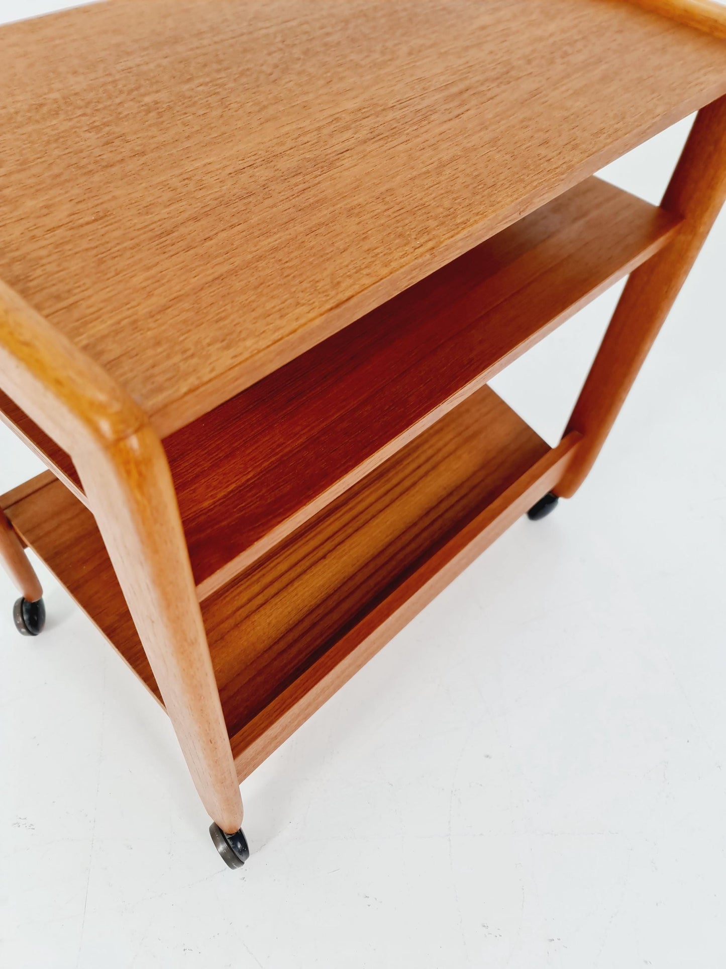 Midcentury Vintage Teak Danish Side table/ Trolly with News Paper shelf 1960s