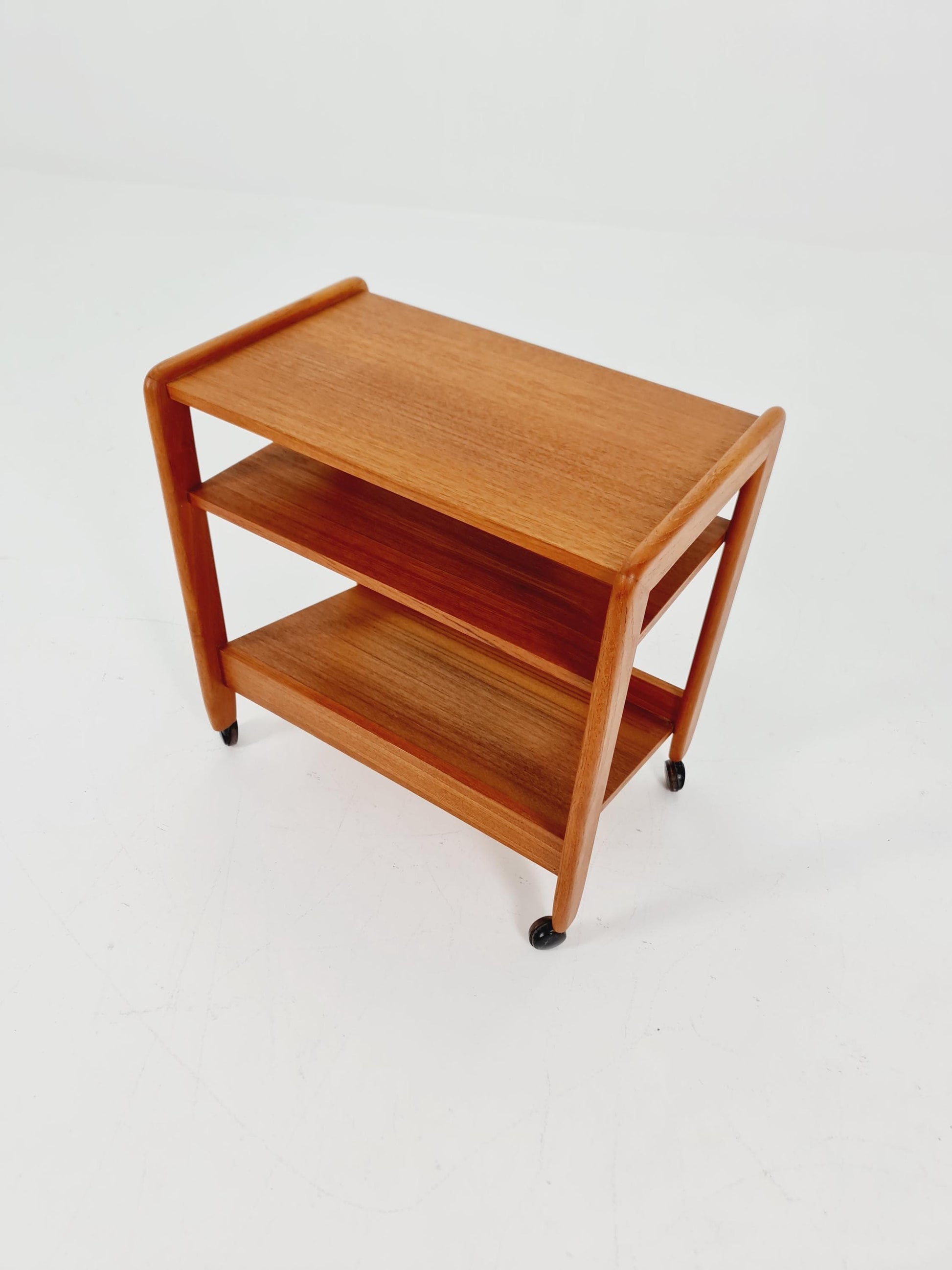 Midcentury Vintage Teak Danish Side table/ Trolly with News Paper shelf 1960s