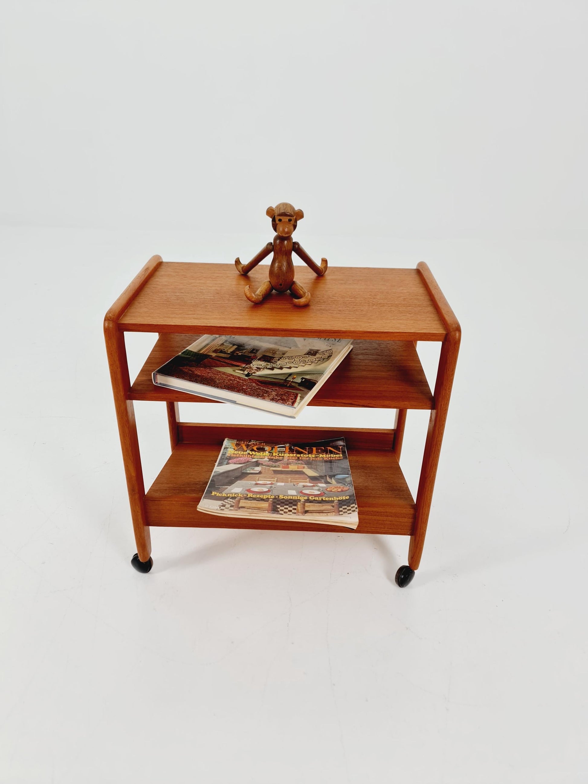 Midcentury Vintage Teak Danish Side table/ Trolly with News Paper shelf 1960s
