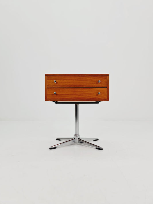 Vintage walnut sweing table/ side table cabinet, By horn möbel 1970s