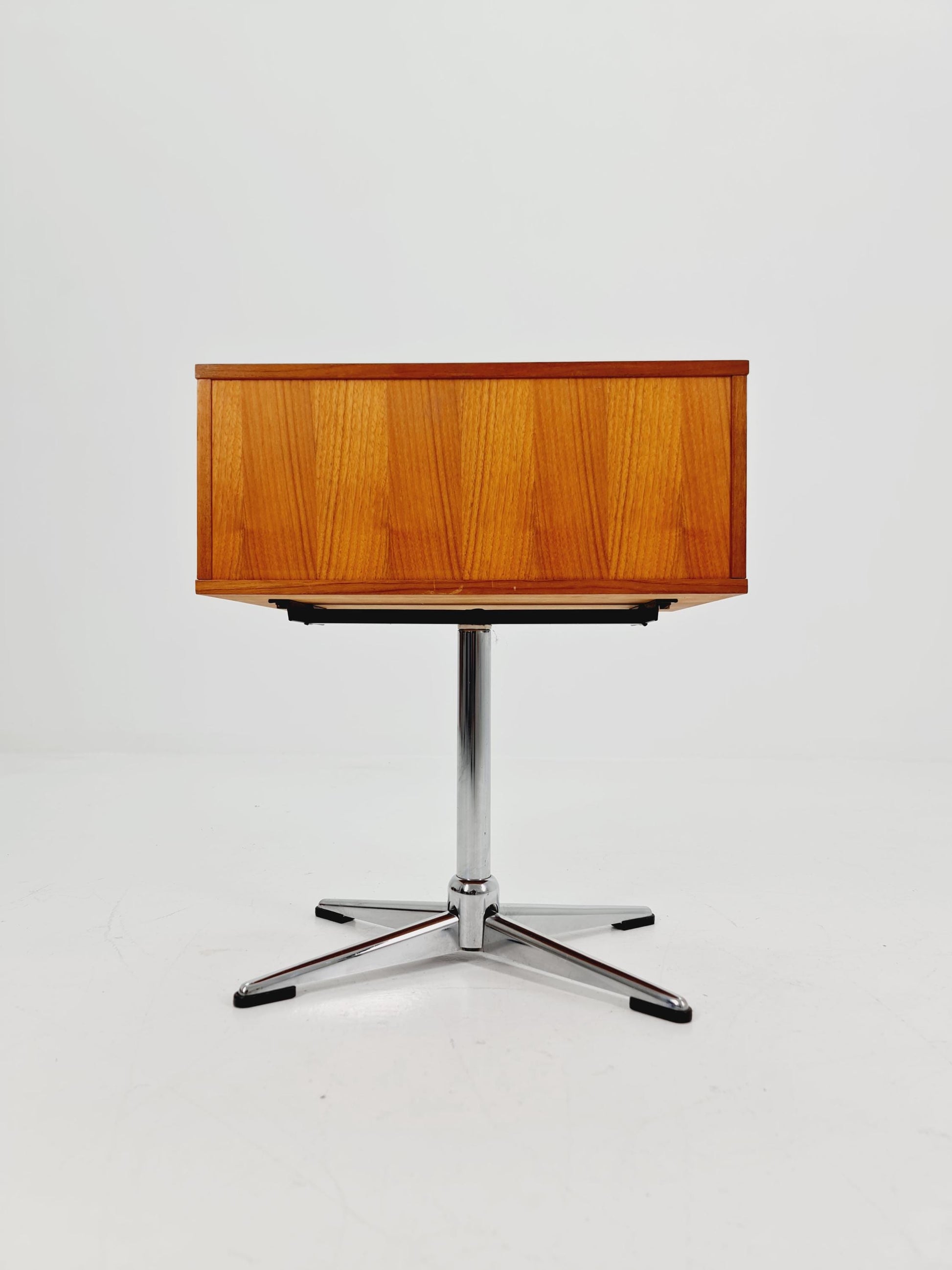 Vintage walnut sweing table/ side table cabinet, By horn möbel 1970s