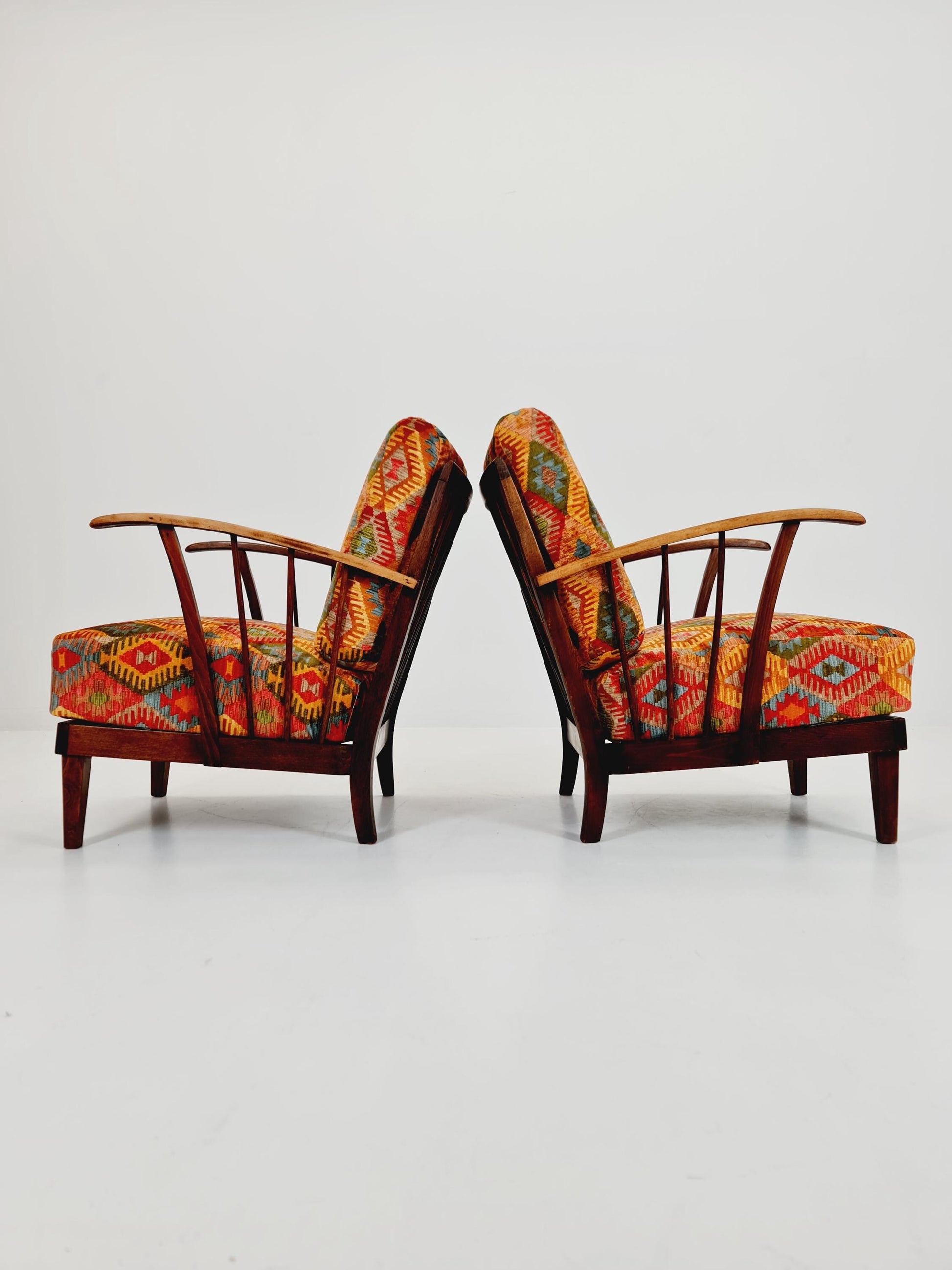 Rare Midcentury German club lounge chairs, 1940s set of 2