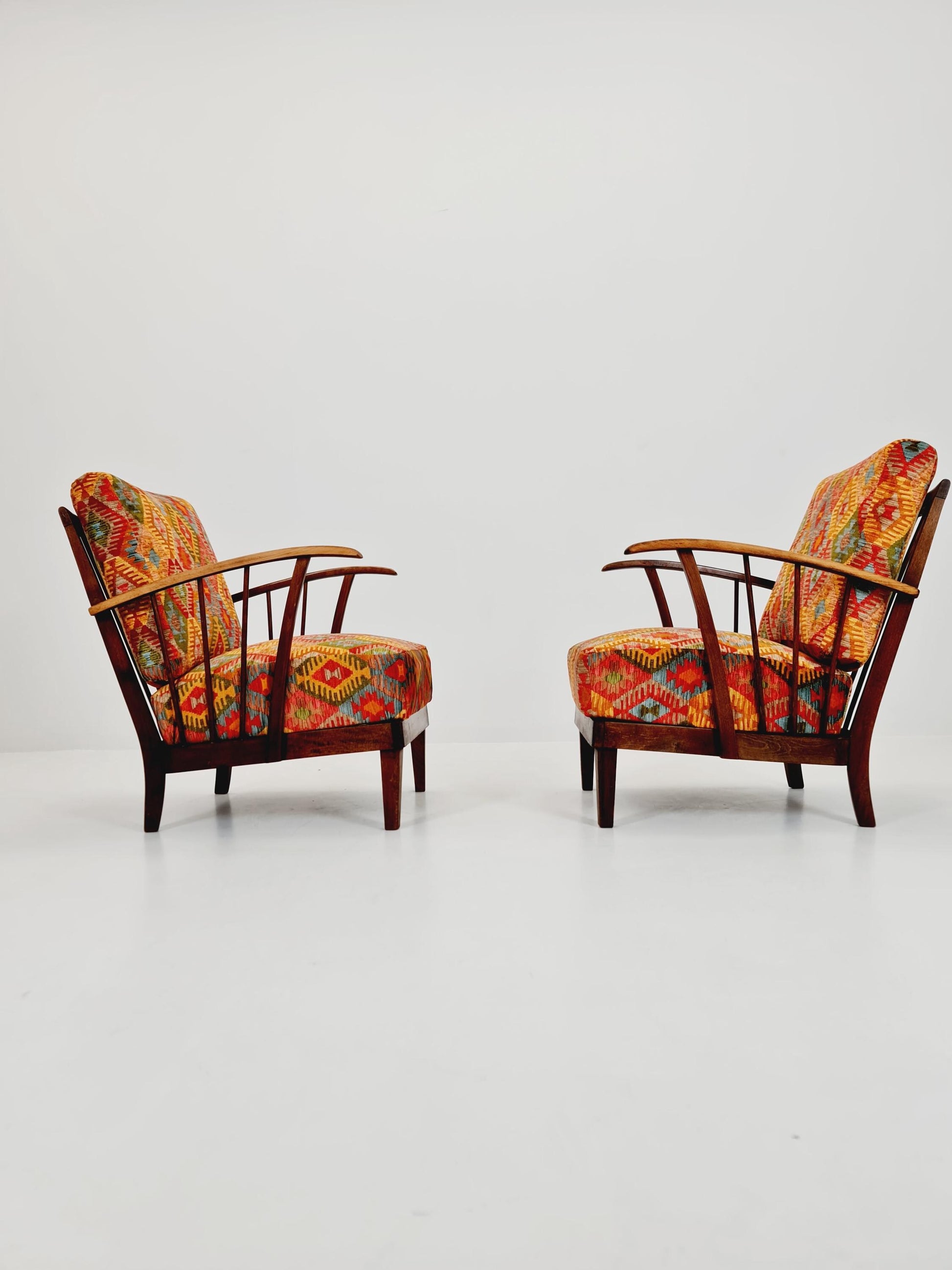 Rare Midcentury German club lounge chairs, 1940s set of 2
