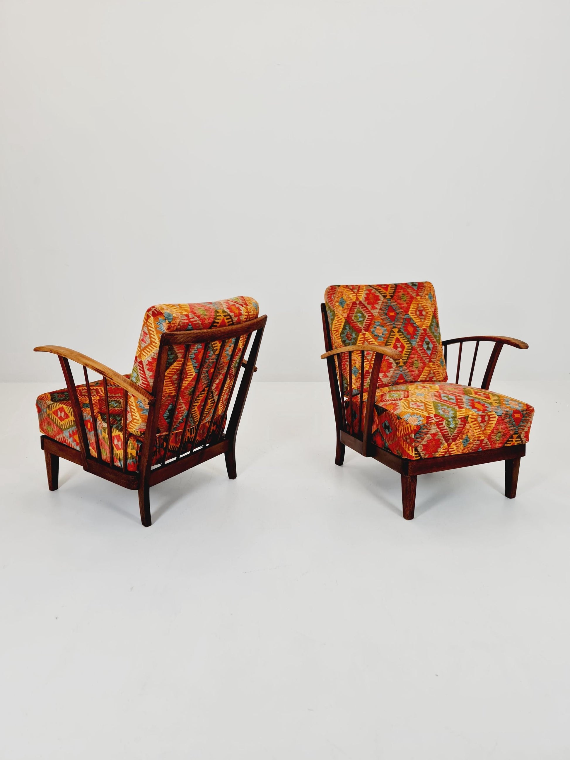 Rare Midcentury German club lounge chairs, 1940s set of 2