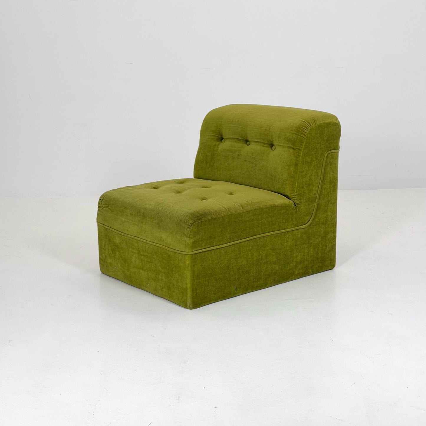 Mid-Century Modern Green Velvet Lounge Chair, Modular Design, Germany, 1980s