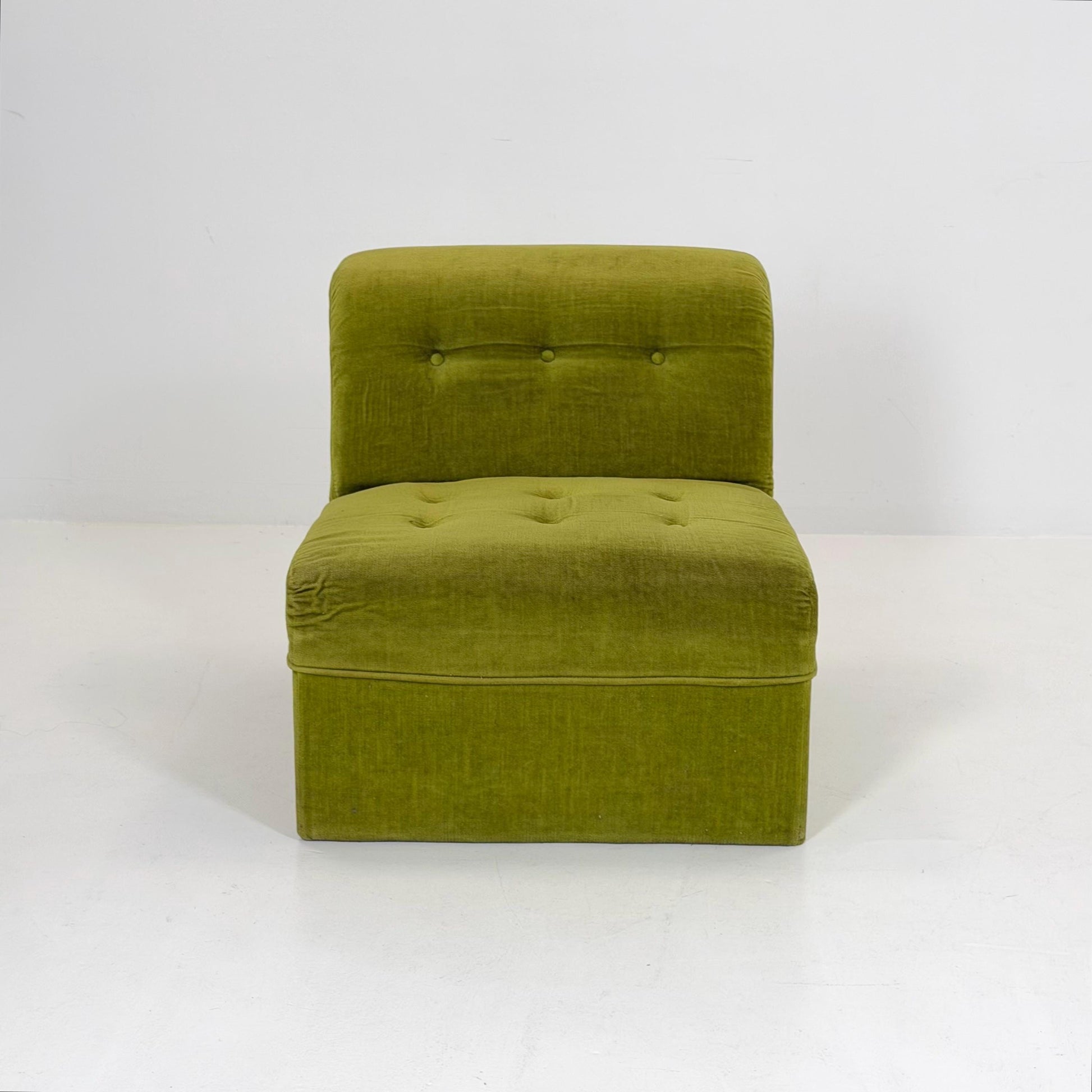 Mid-Century Modern Green Velvet Lounge Chair, Modular Design, Germany, 1980s