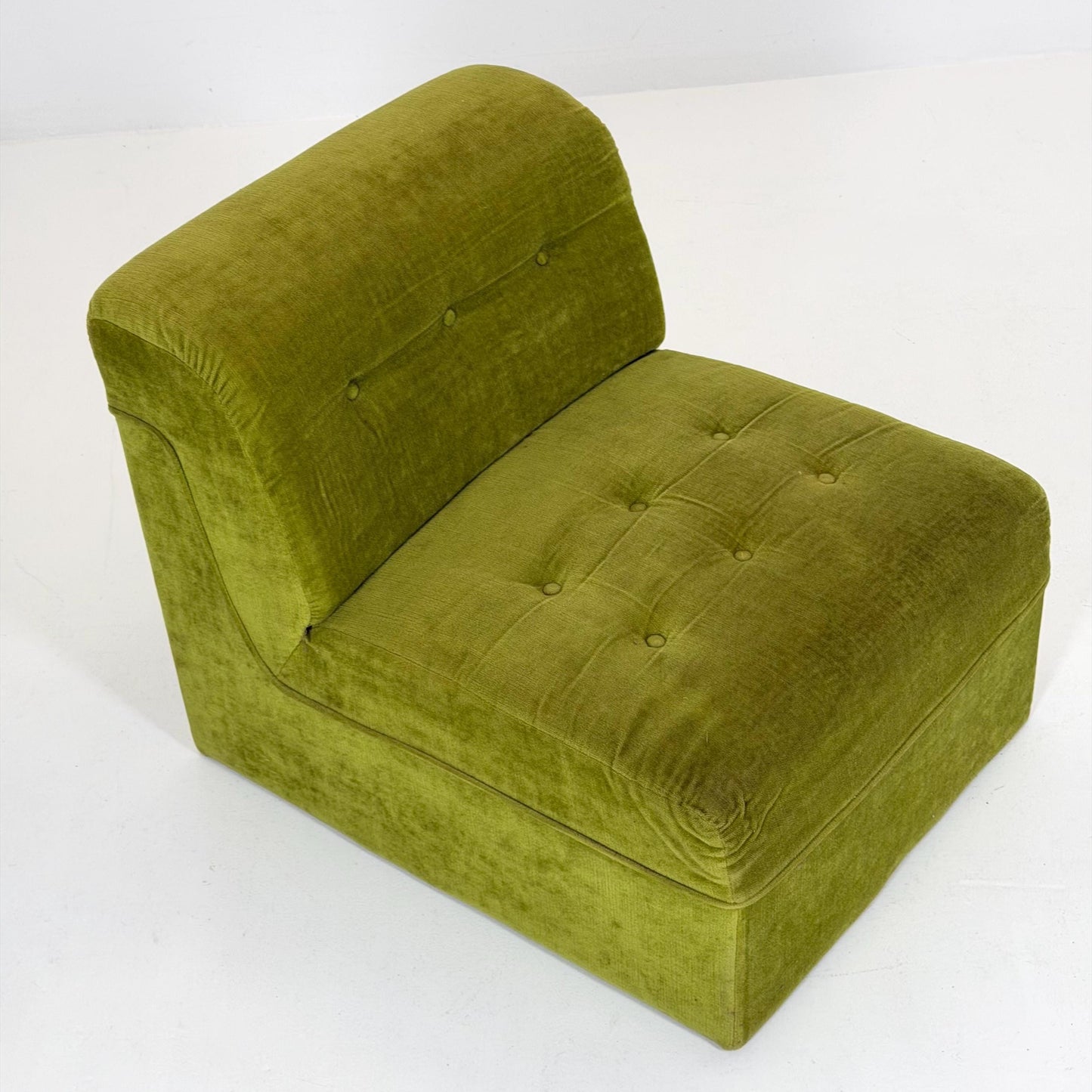 Mid-Century Modern Green Velvet Lounge Chair, Modular Design, Germany, 1980s