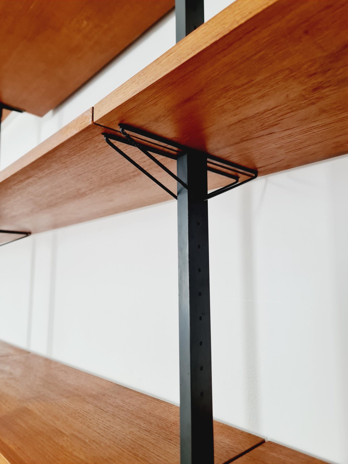 Mid century room divider shelf system EXtra Wide teak & metal by Olof Pira Sweden, 1950s