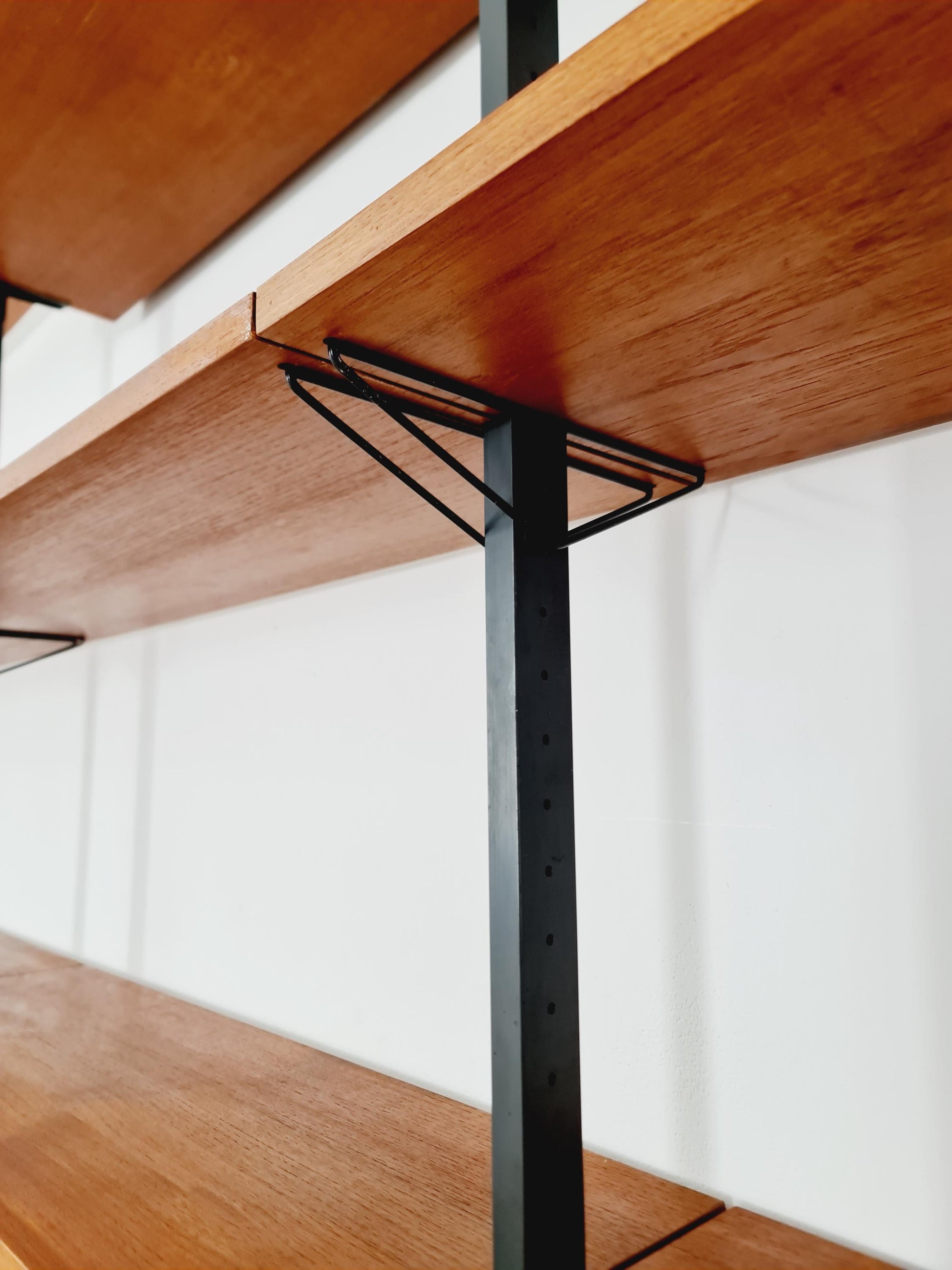 Mid century room divider shelf system EXtra Wide teak & metal by Olof Pira Sweden, 1950s