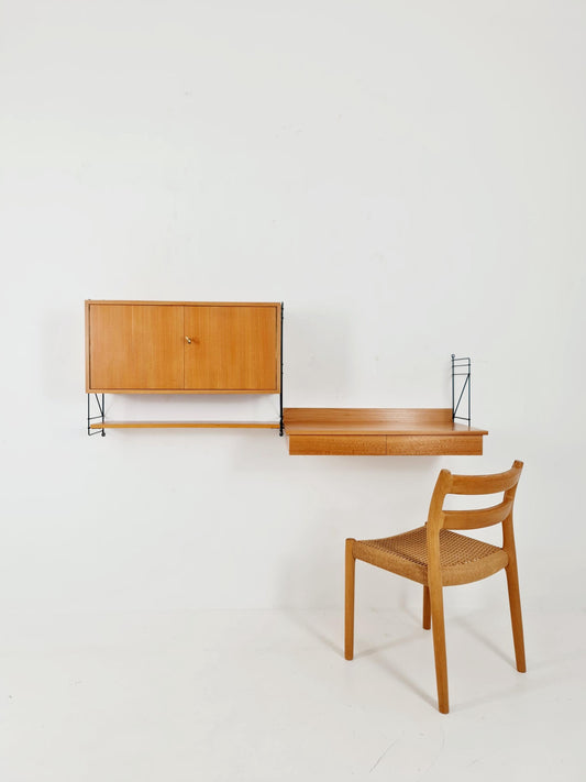 Mid century Ash wall shelving unit by ERBUS Möbel , Germany, 1960s