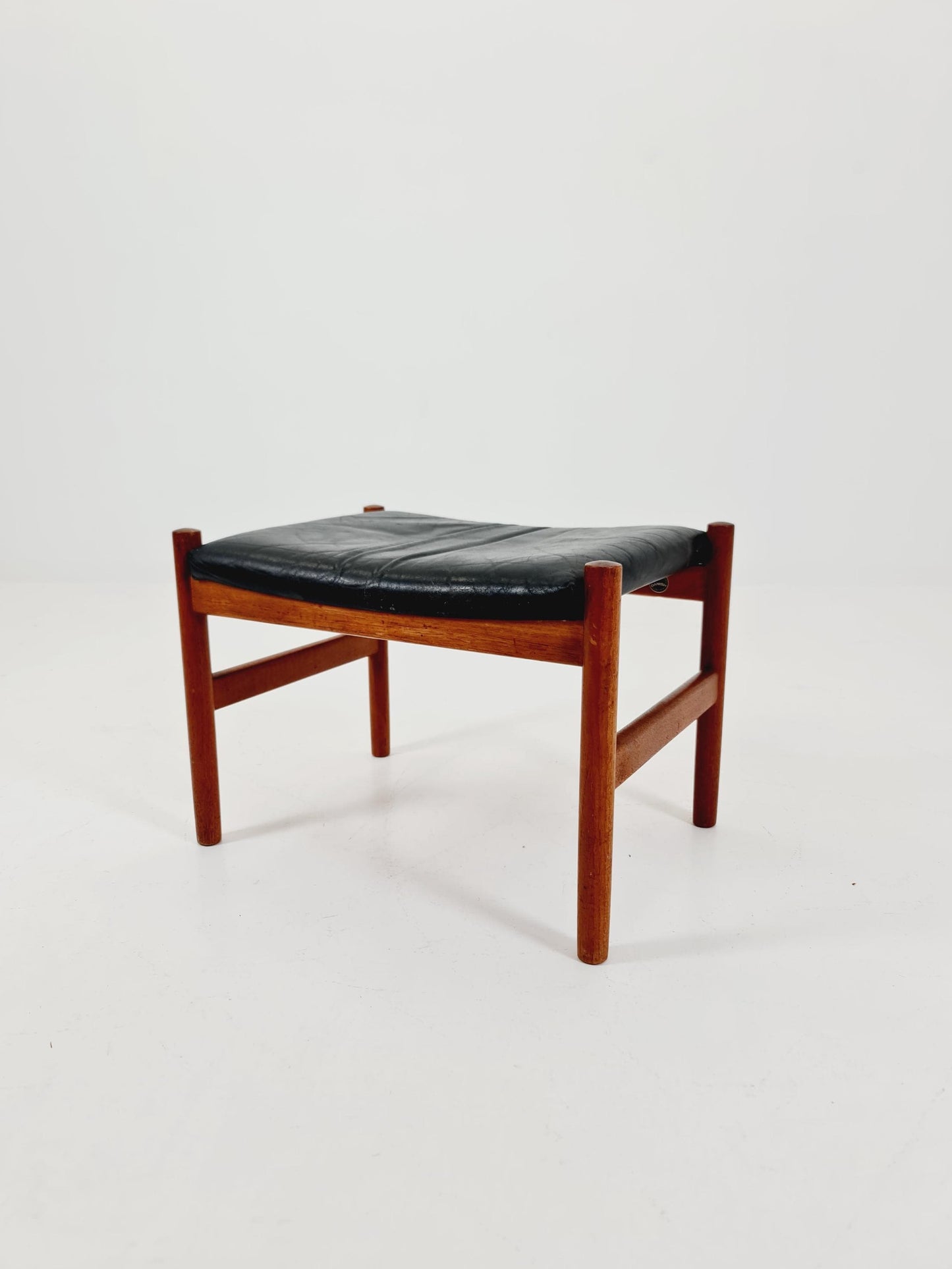 Vintage Danish teak dining stool ottoman by Hugo Fradsen for spottrup , 1960s
