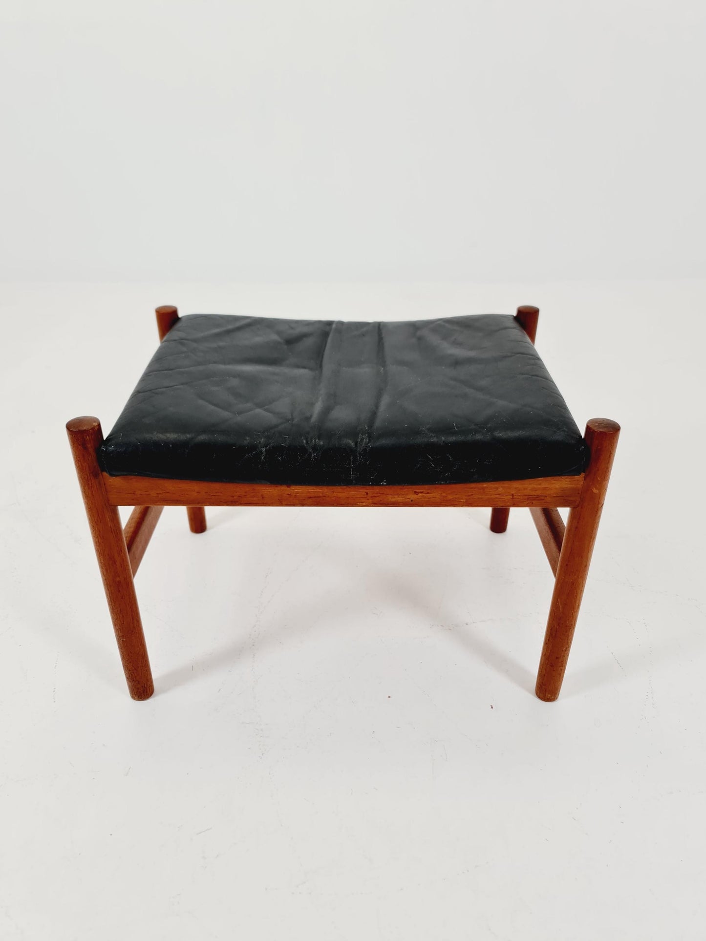Vintage Danish teak dining stool ottoman by Hugo Fradsen for spottrup , 1960s