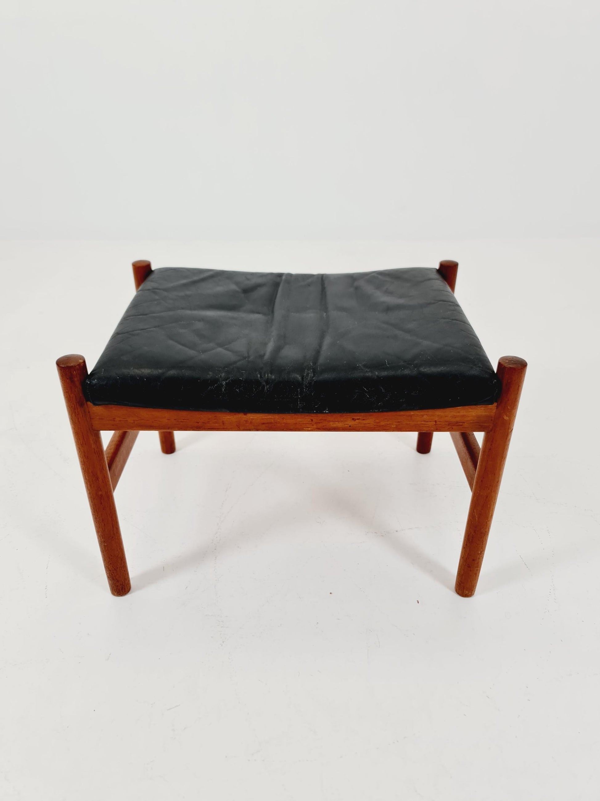 Vintage Danish teak dining stool ottoman by Hugo Fradsen for spottrup , 1960s