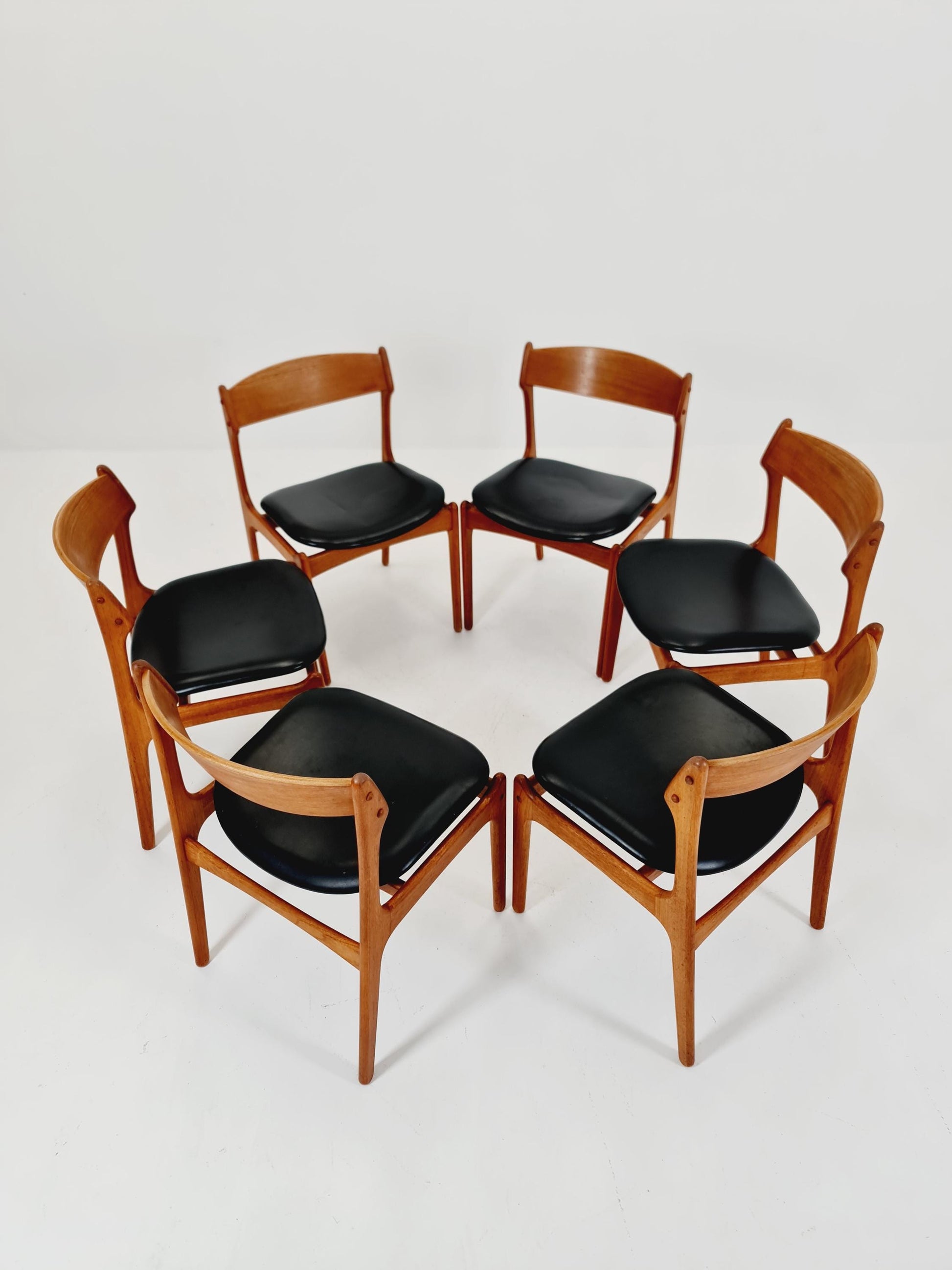 Vintage Danish teak dining/desk chairs by Erik Buch for O D Möbler, 1960s Set of 6
