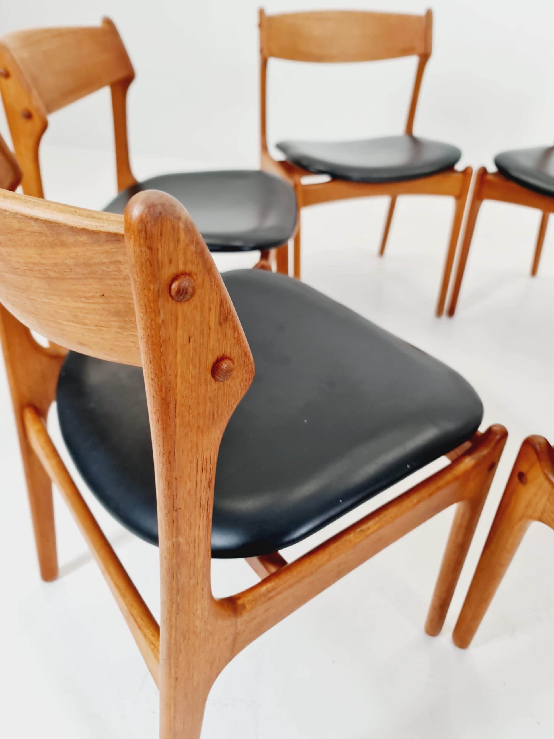 Vintage Danish teak dining/desk chairs by Erik Buch for O D Möbler, 1960s Set of 6