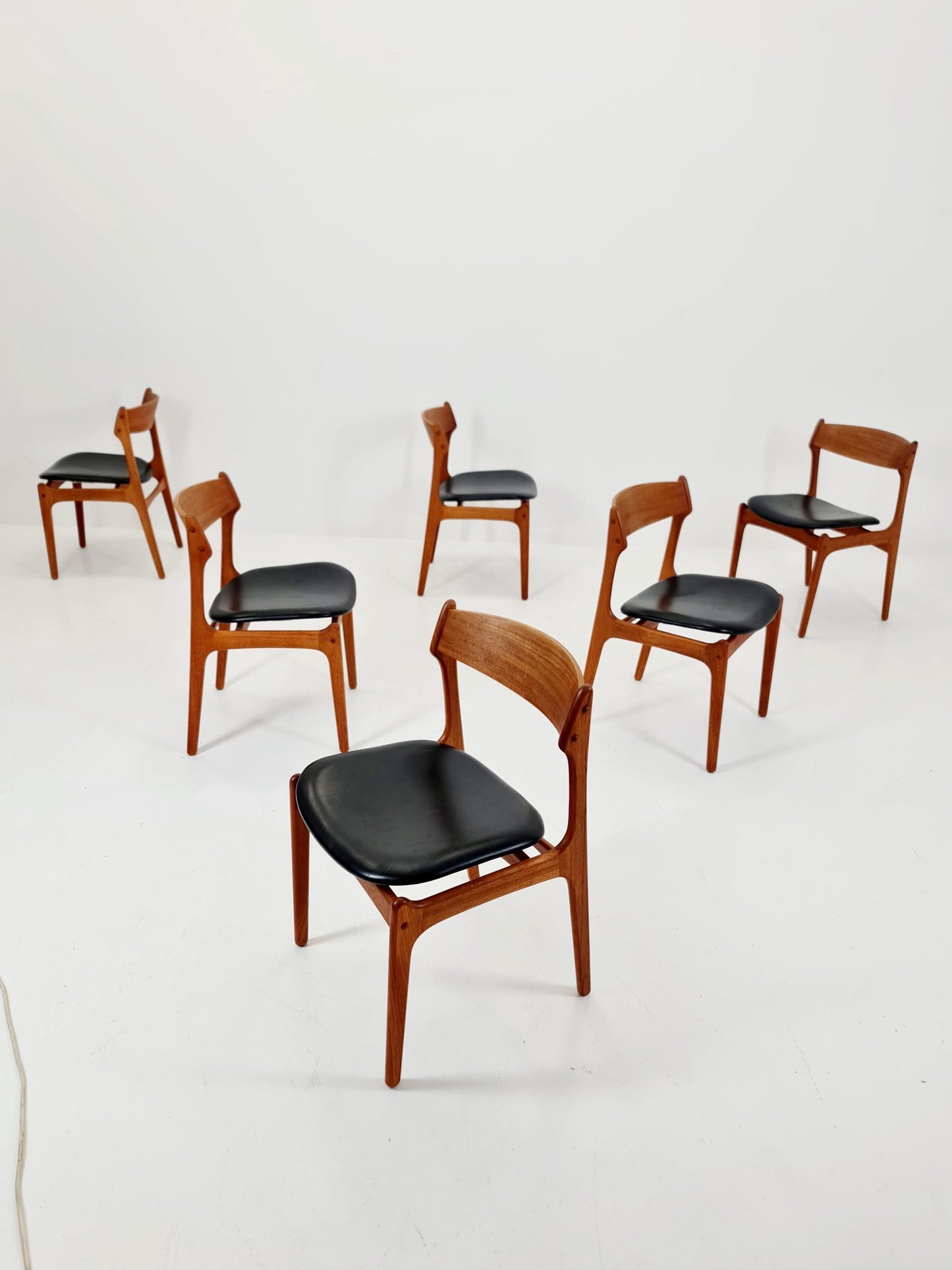 Vintage Danish teak dining/desk chairs by Erik Buch for O D Möbler, 1960s Set of 6