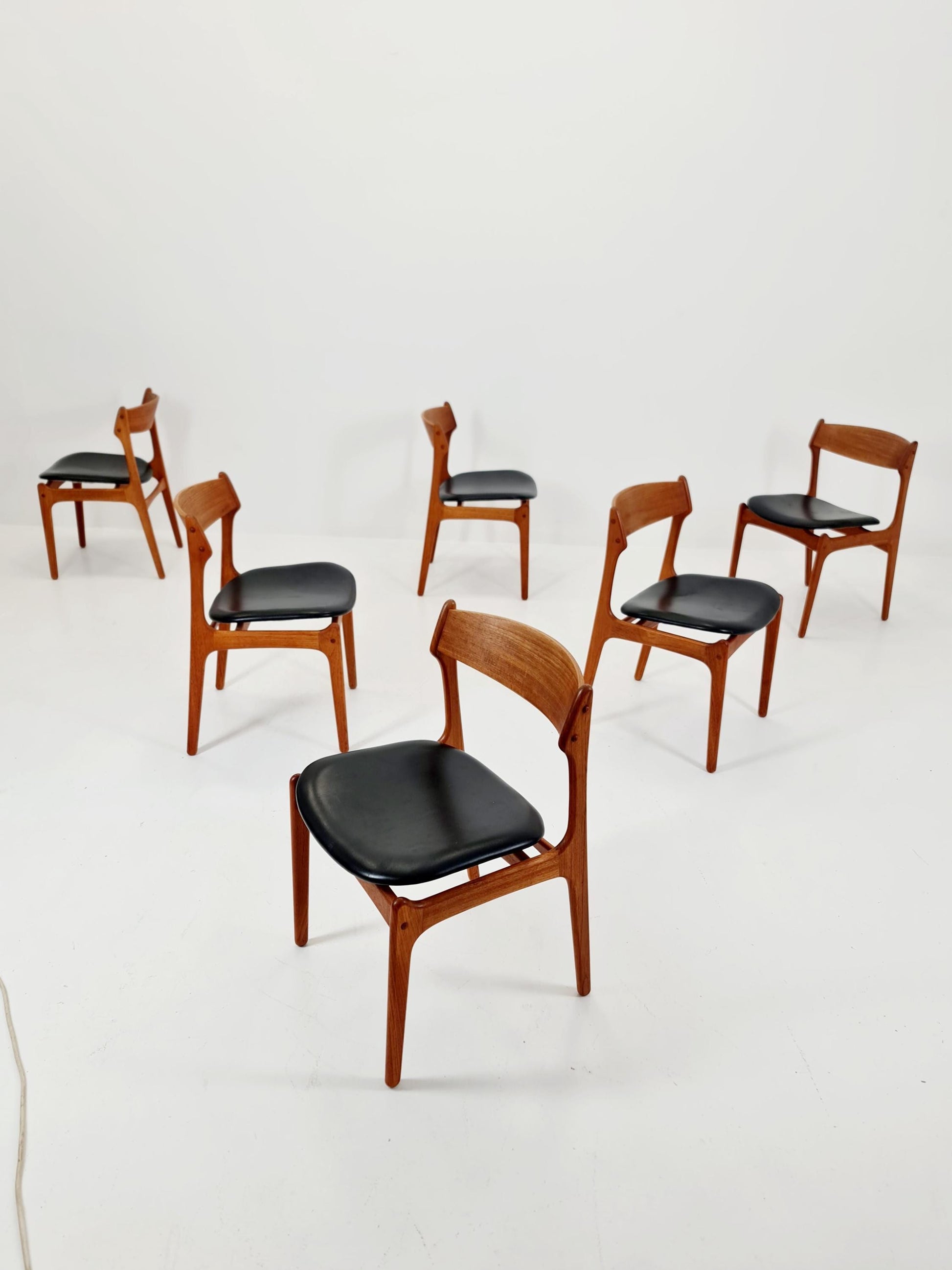 Vintage Danish teak dining/desk chairs by Erik Buch for O D Möbler, 1960s Set of 6