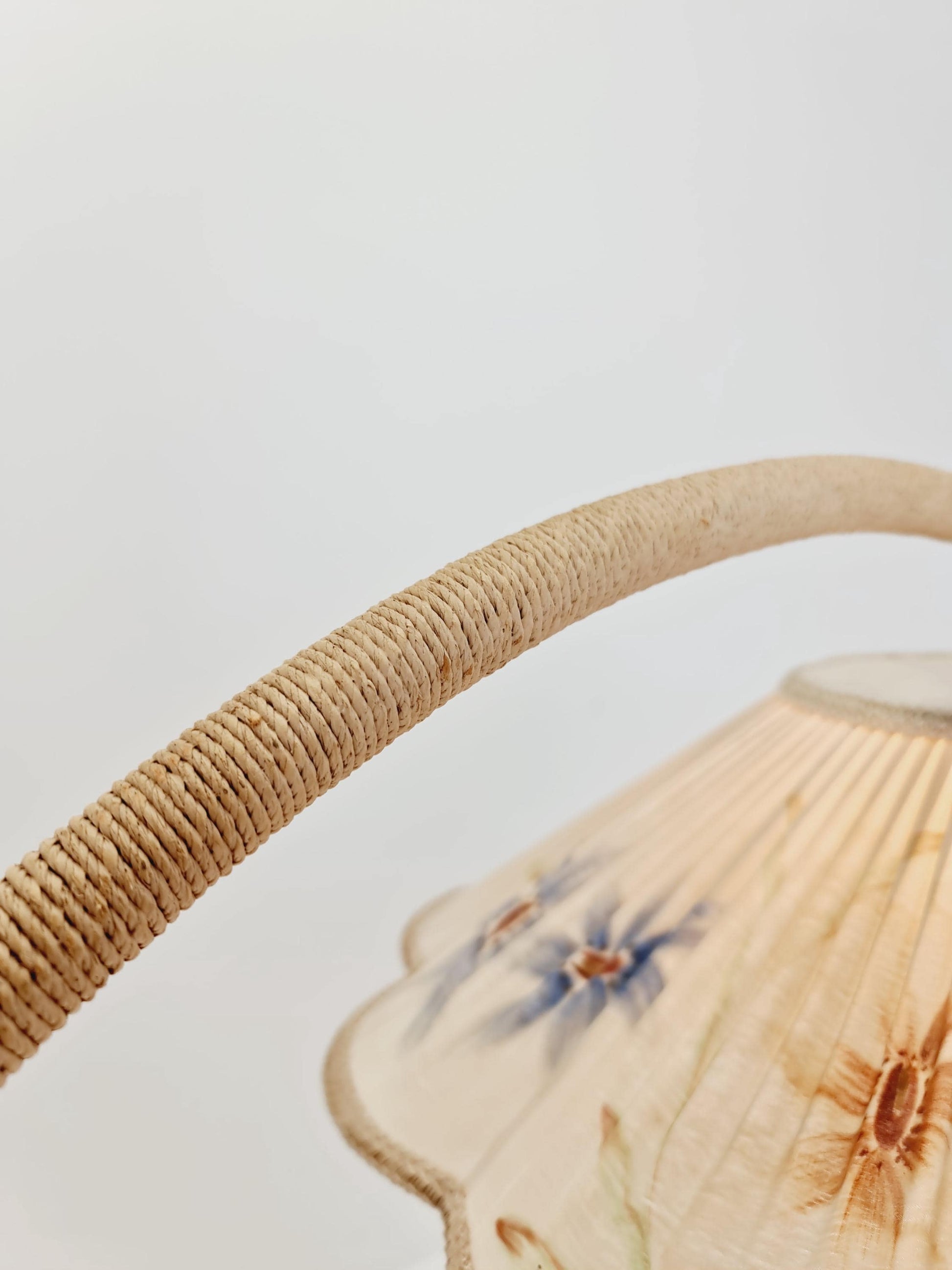 Rare Midcentury vintage gooseneck floor lamp in Wood and Dansih cord shade by Marksljöd Sweden, 1940s