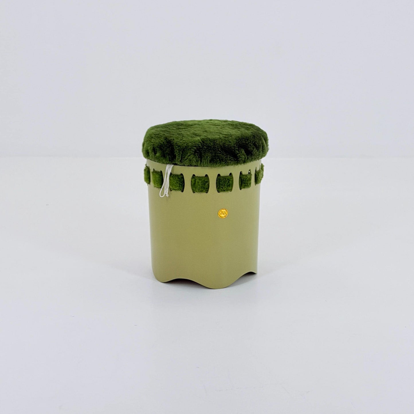 Mid century green laundry basket- Strom by EMSA, West German stool with storage space, Space Age stool 1970s