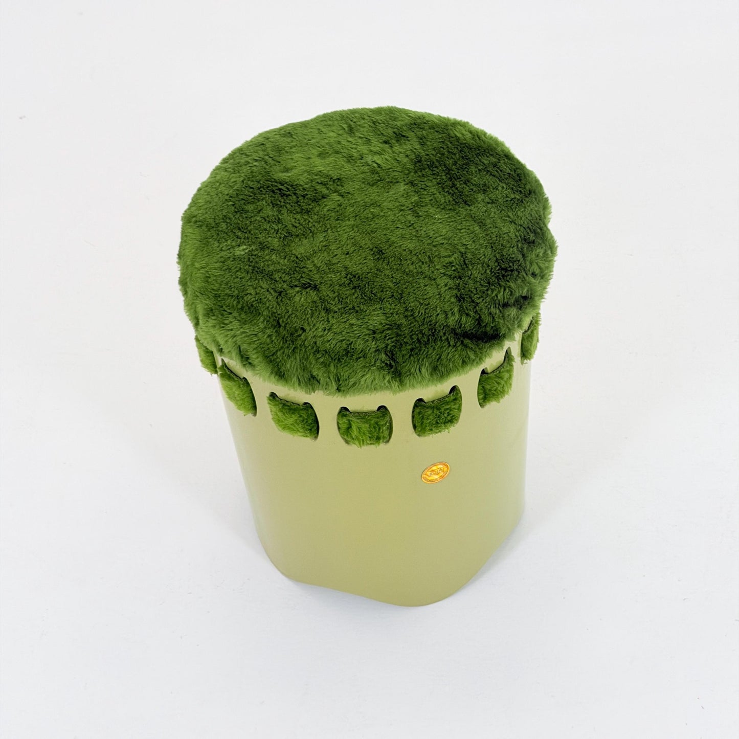 Mid century green laundry basket- Strom by EMSA, West German stool with storage space, Space Age stool 1970s