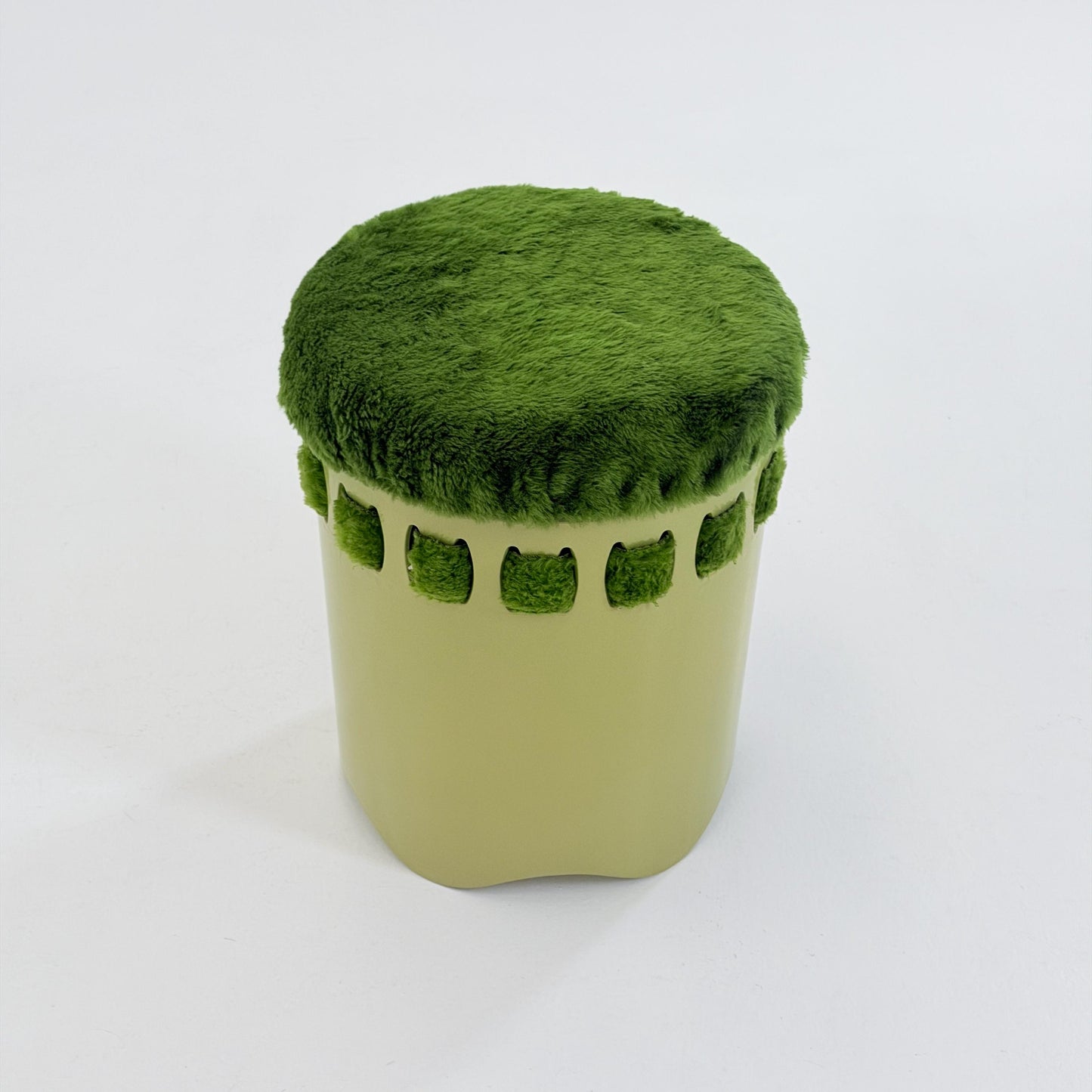 Mid century green laundry basket- Strom by EMSA, West German stool with storage space, Space Age stool 1970s