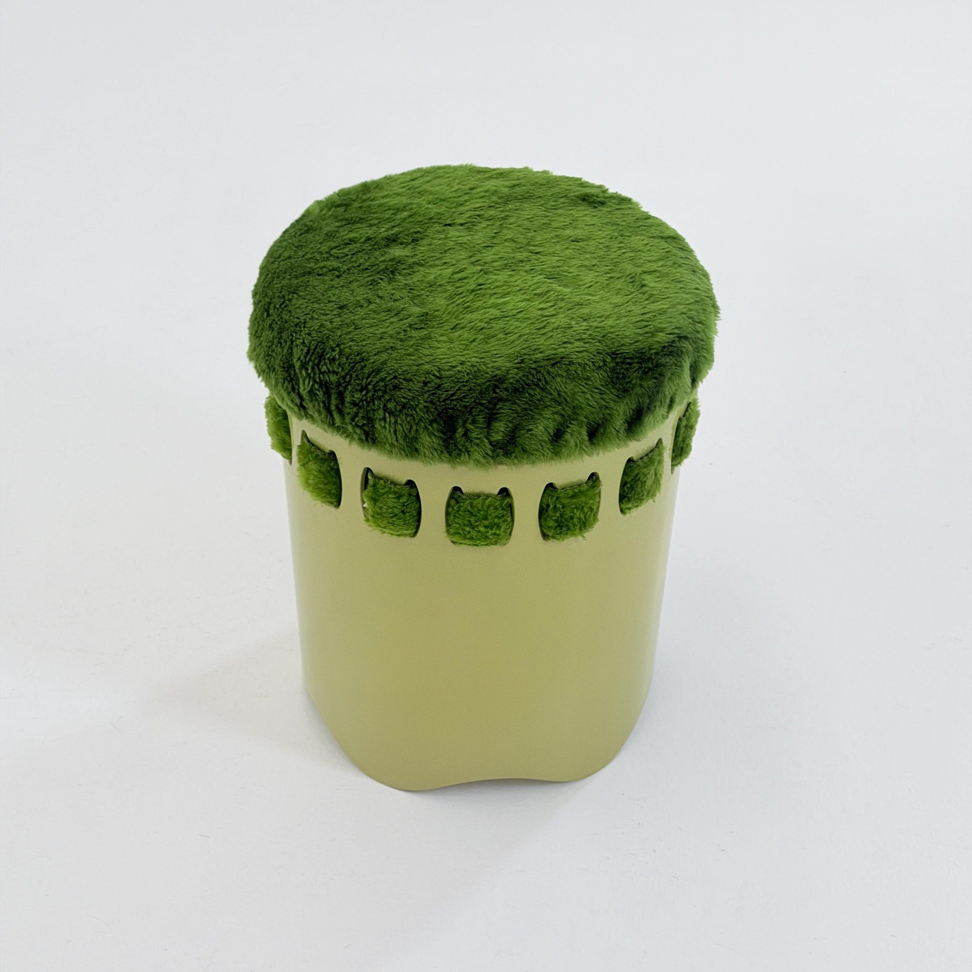 Mid century green laundry basket- Strom by EMSA, West German stool with storage space, Space Age stool 1970s