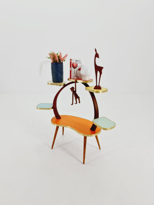Rare Large German Plant Stand, Colorful Vintage Mid-Century Minimalist Indoor Plant Stand Side Table Retro flower table, 1950s