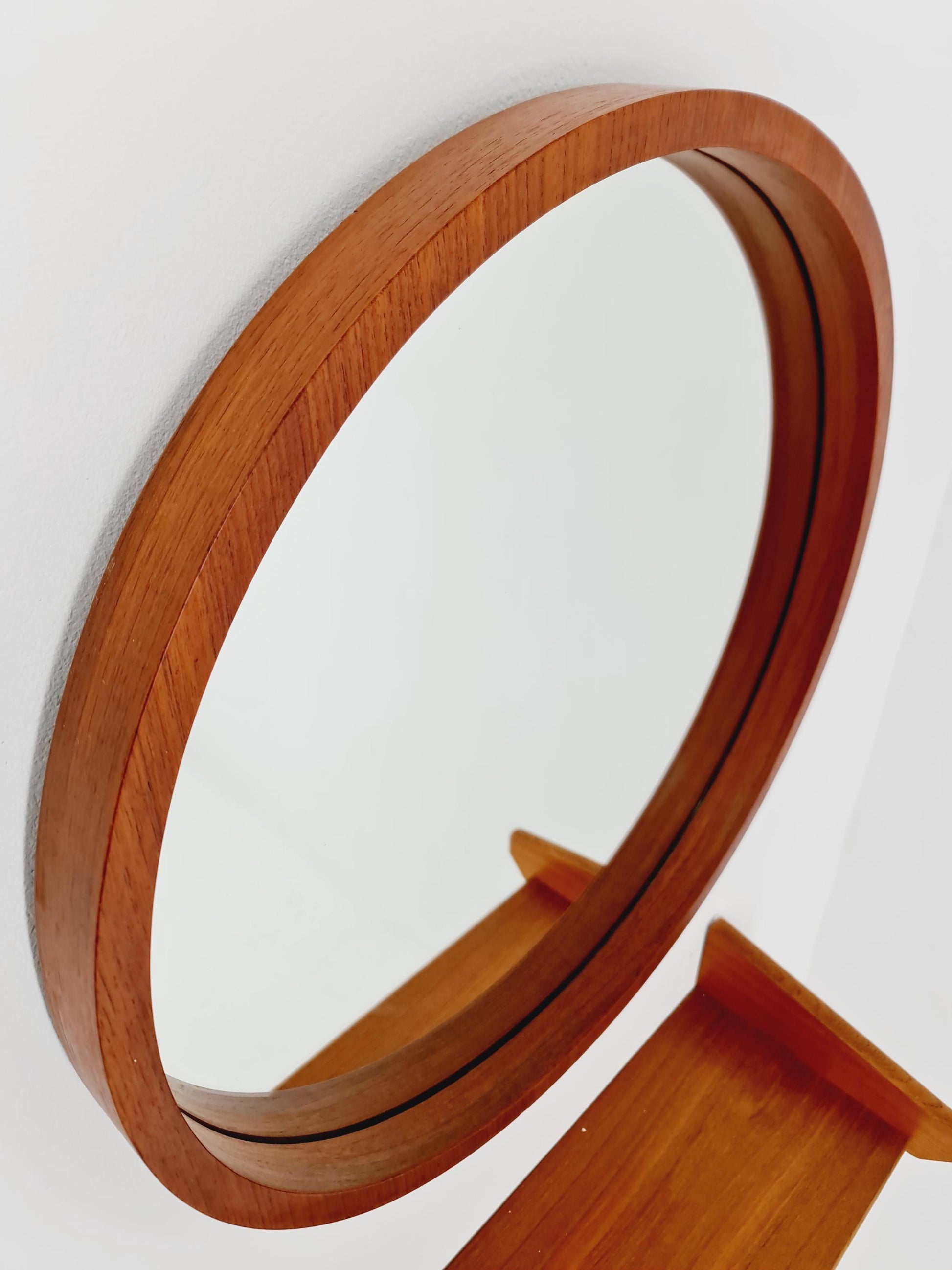 Mid Century teak Danish teak Mirror with teak shelf , 60s