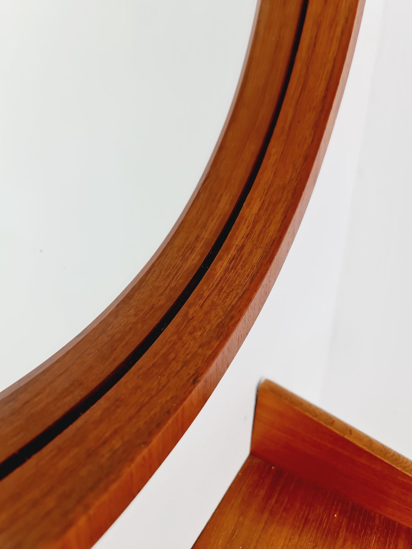 Mid Century teak Danish teak Mirror with teak shelf , 60s