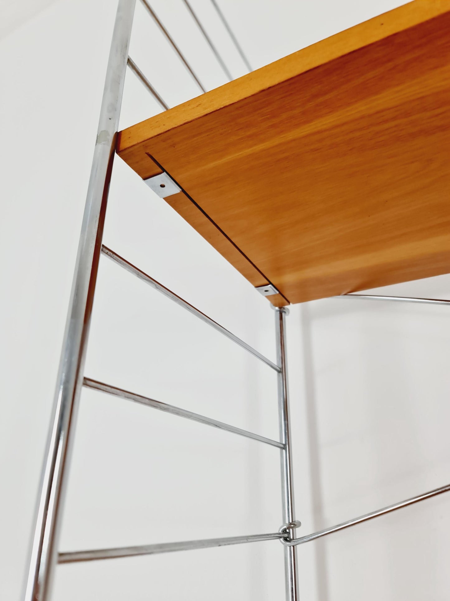 Mid century String shelf-system, bookcase with Record cabinet Ash wood by WHB Germany, 1950s