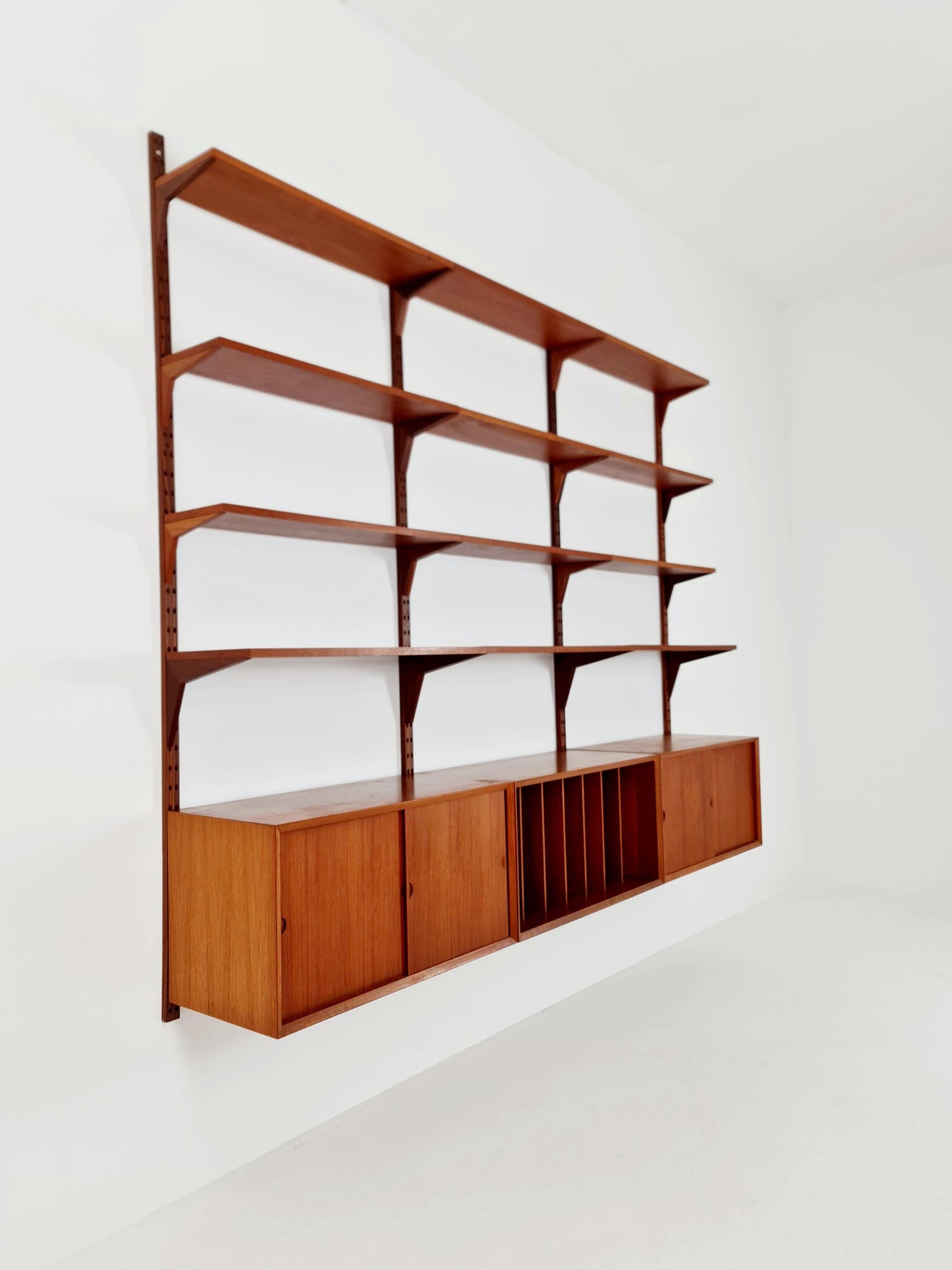 Big Mid century Danish Teak Wall Unit with 3 cabinets by Poul Cadovius for Cado, Denmark, 1960s