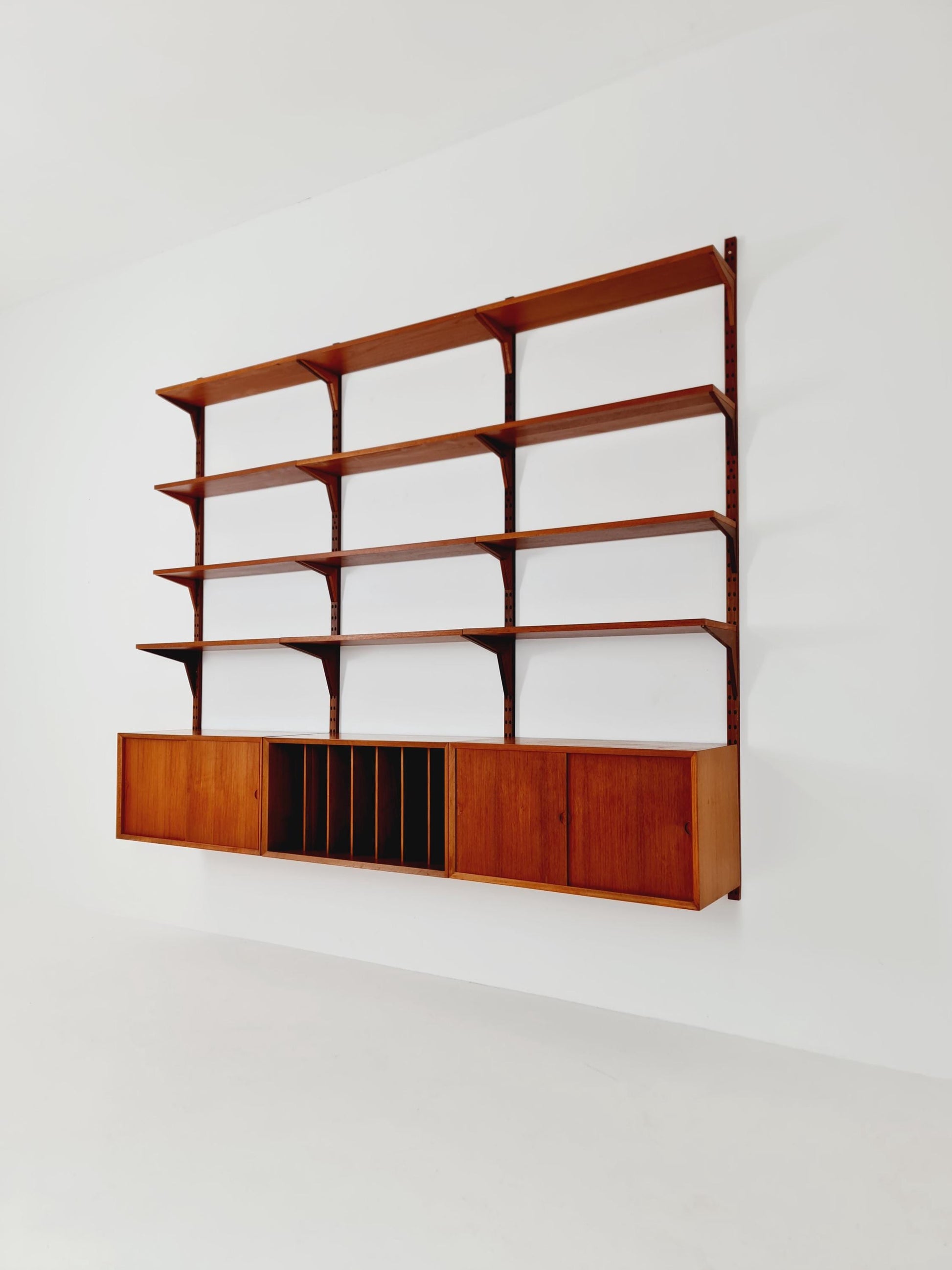 Big Mid century Danish Teak Wall Unit with 3 cabinets by Poul Cadovius for Cado, Denmark, 1960s