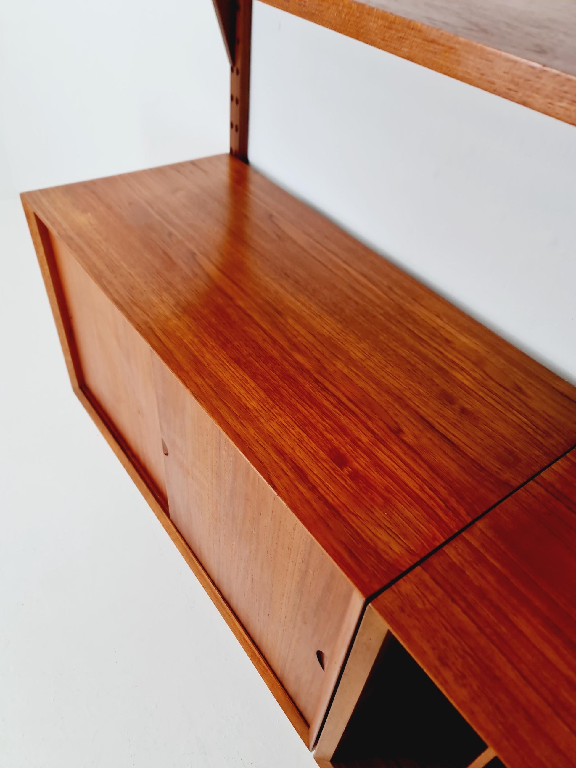 Big Mid century Danish Teak Wall Unit with 3 cabinets by Poul Cadovius for Cado, Denmark, 1960s